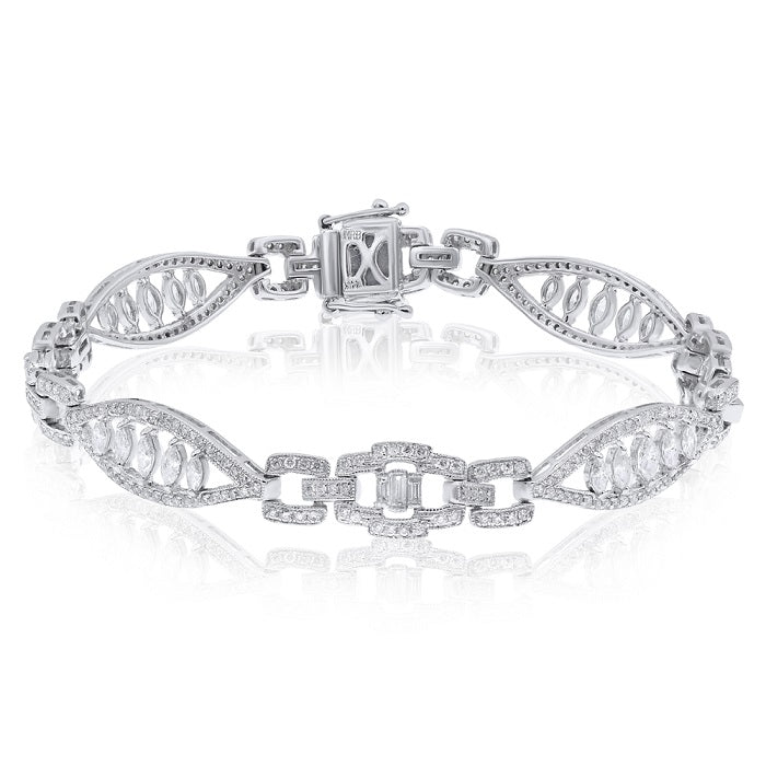 3.26 ct. Diamond 14K White Gold Marquise Bracelet