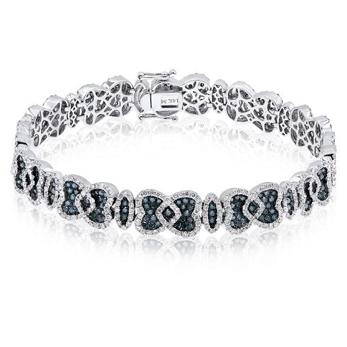 5.34 ct. Blue & White Diamond 14K White Gold Multi Heart Butterfly Bracelet