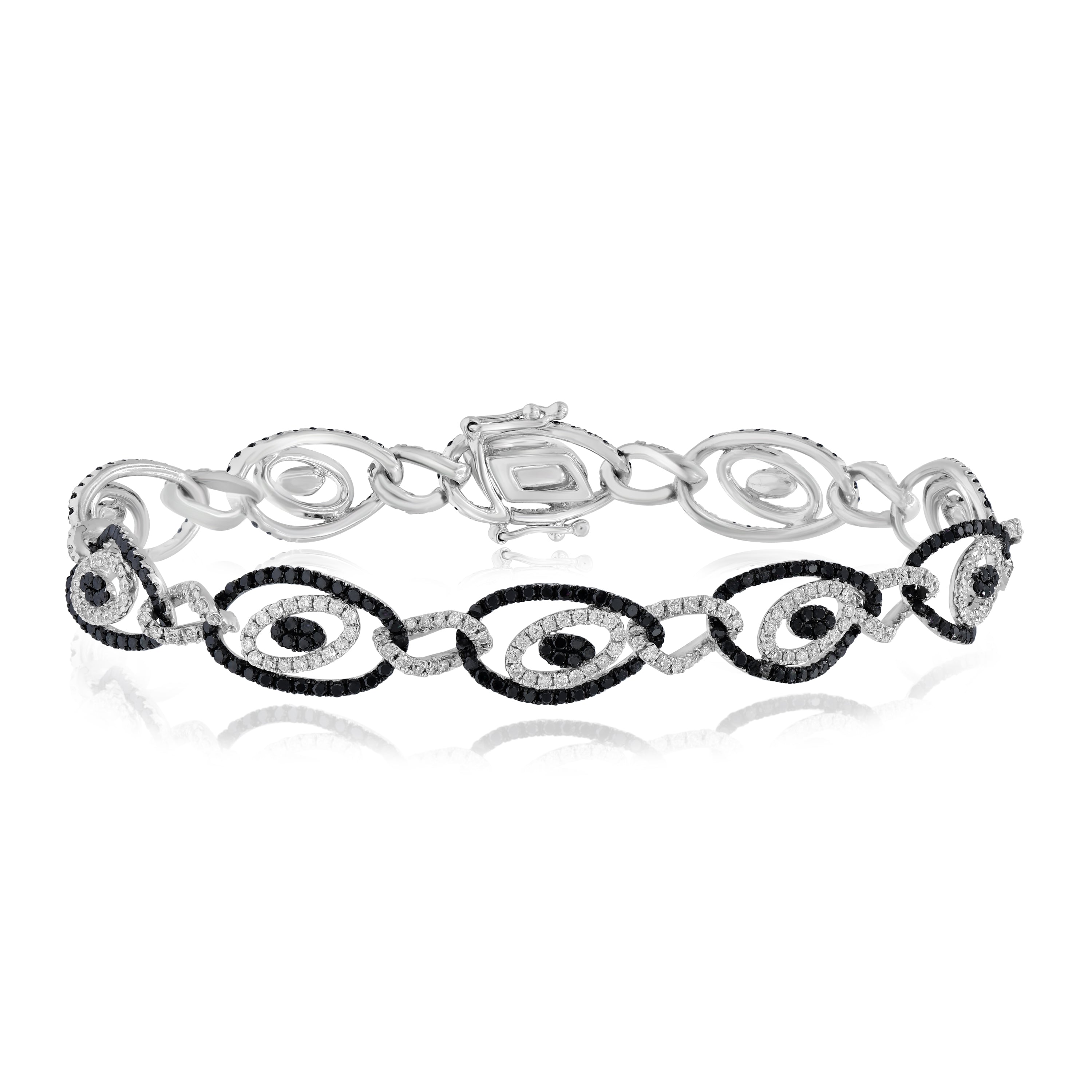 4.55 ct. Blank & White Diamond 14K White Gold Inter Link Bracelet