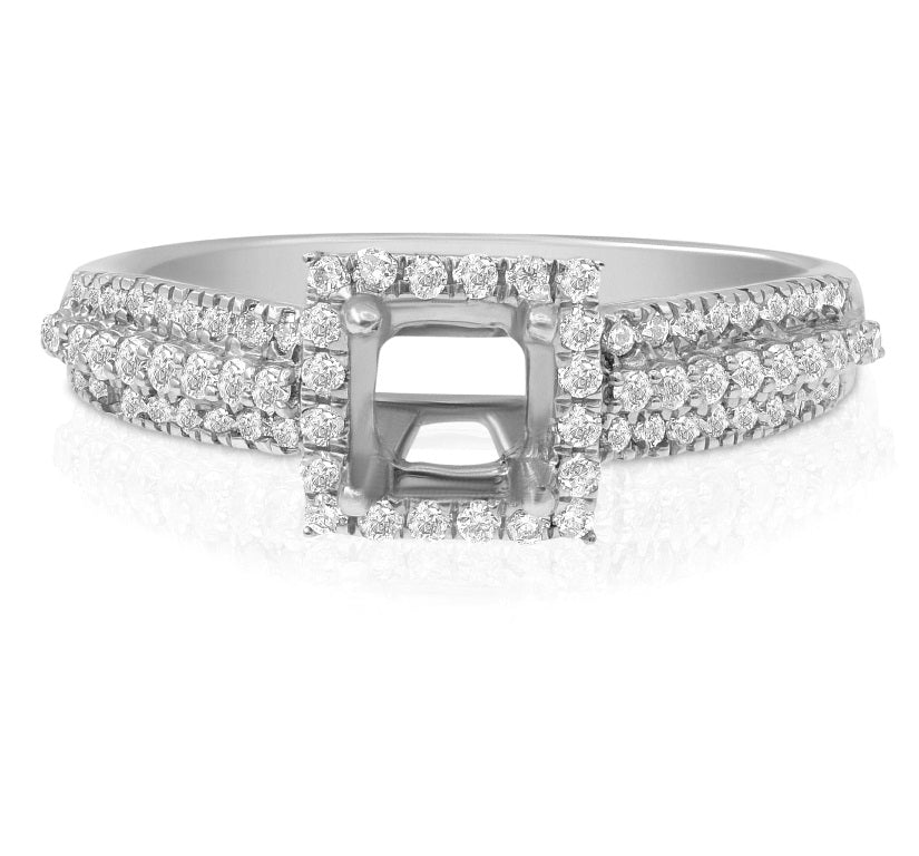 0.47 ct. Diamond 14K White Gold Halo Engagement Ring Mounting