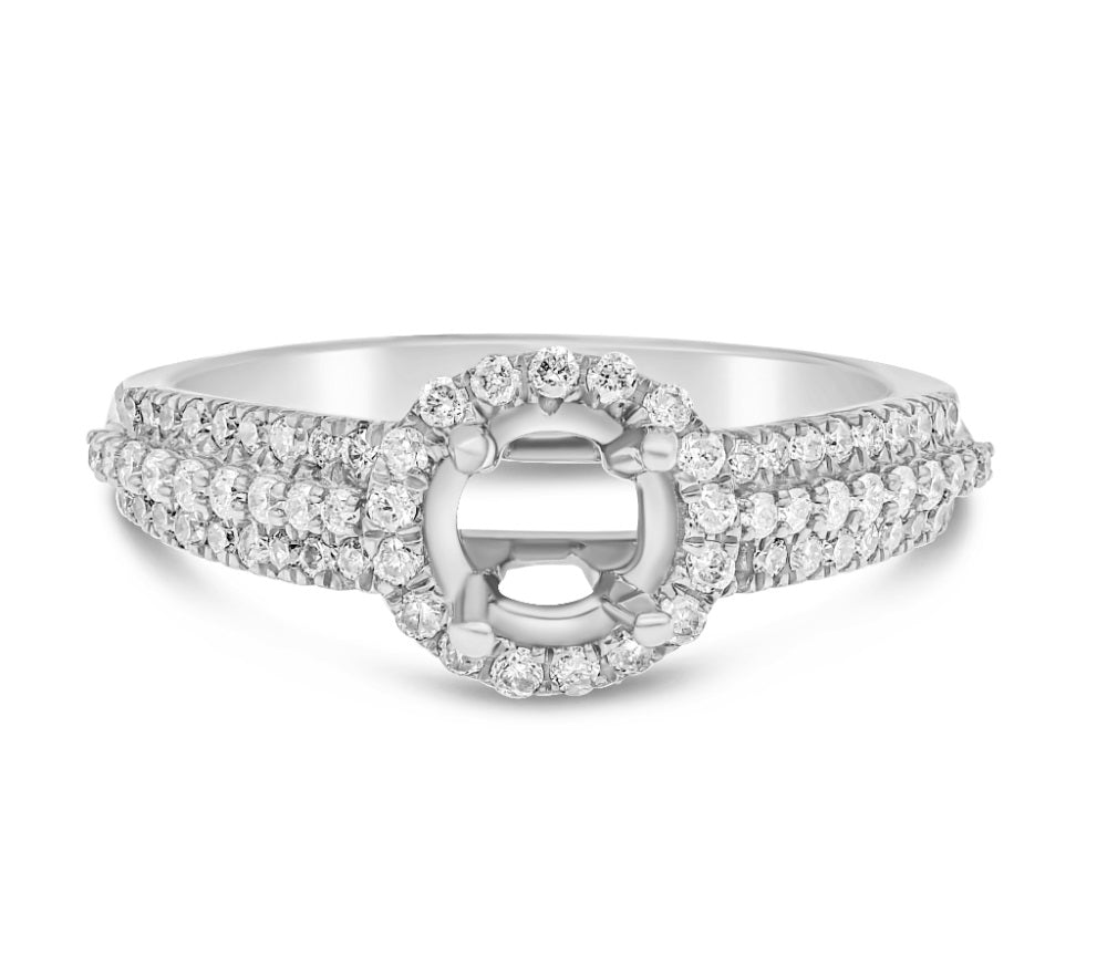 0.45 ct. Diamond 14K White Gold Halo Engagement Ring Mounting