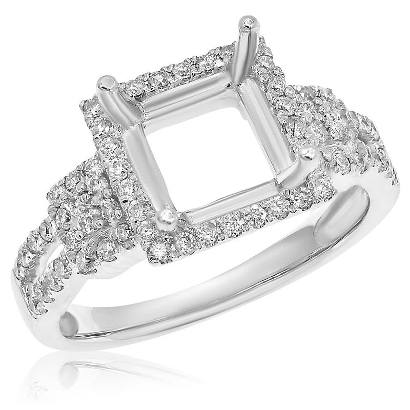 0.5 ct. Diamond 14K White Gold Halo Engagement Ring Mounting
