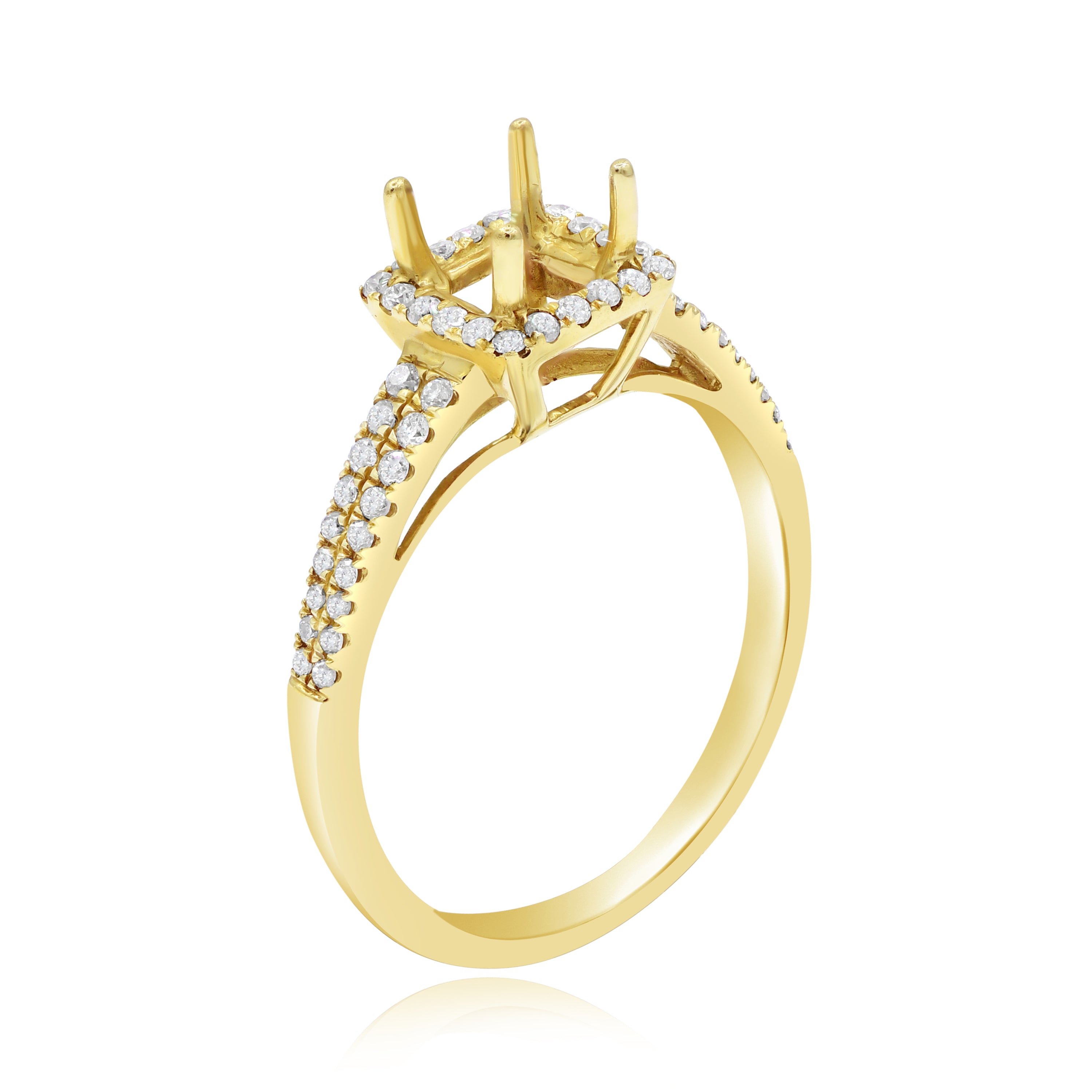 0.32 ct. Diamond 14K Yellow Gold Halo Engagement Ring Mounting
