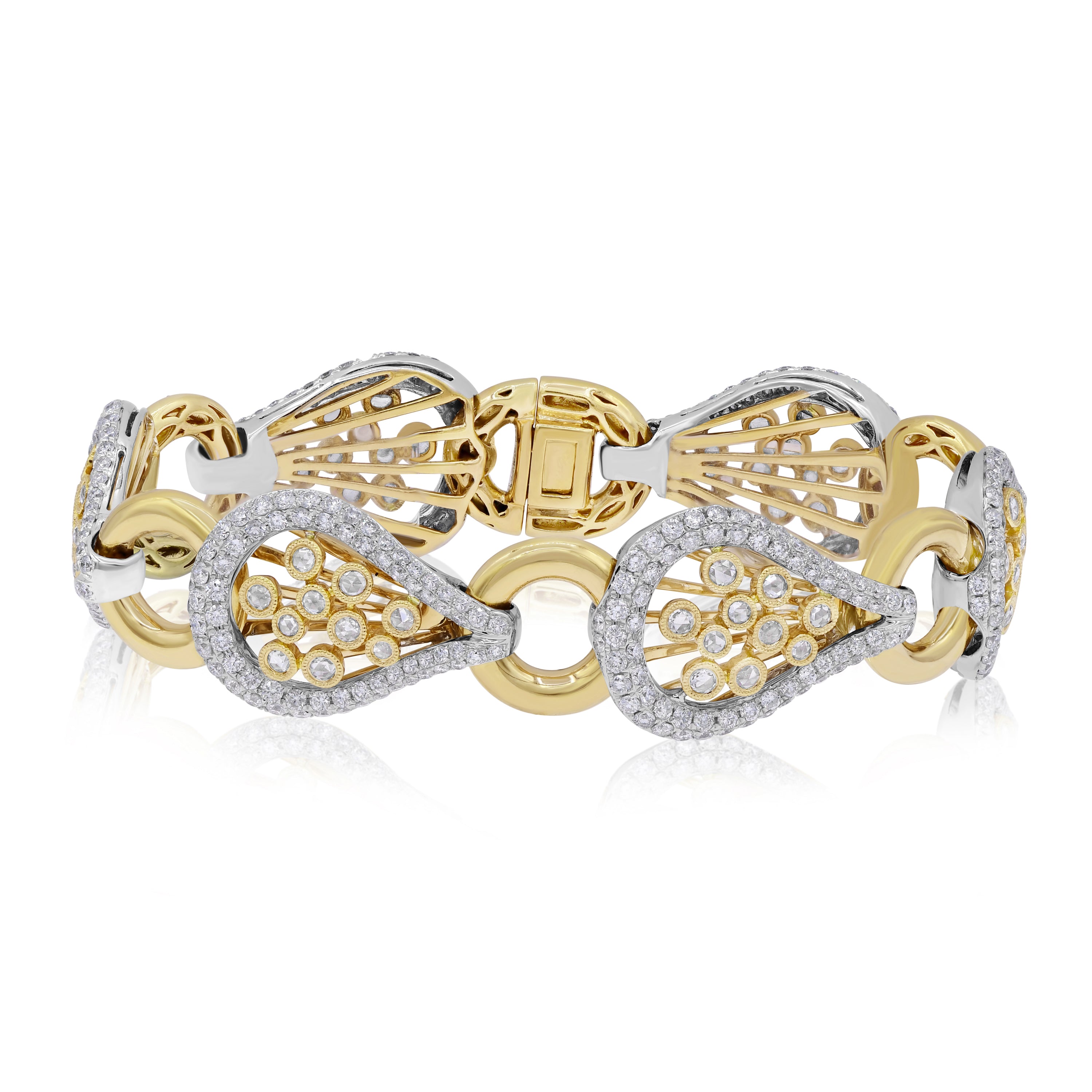 7.7 ct. Diamond 18K Two Tone Nautical Square Link Bracelet