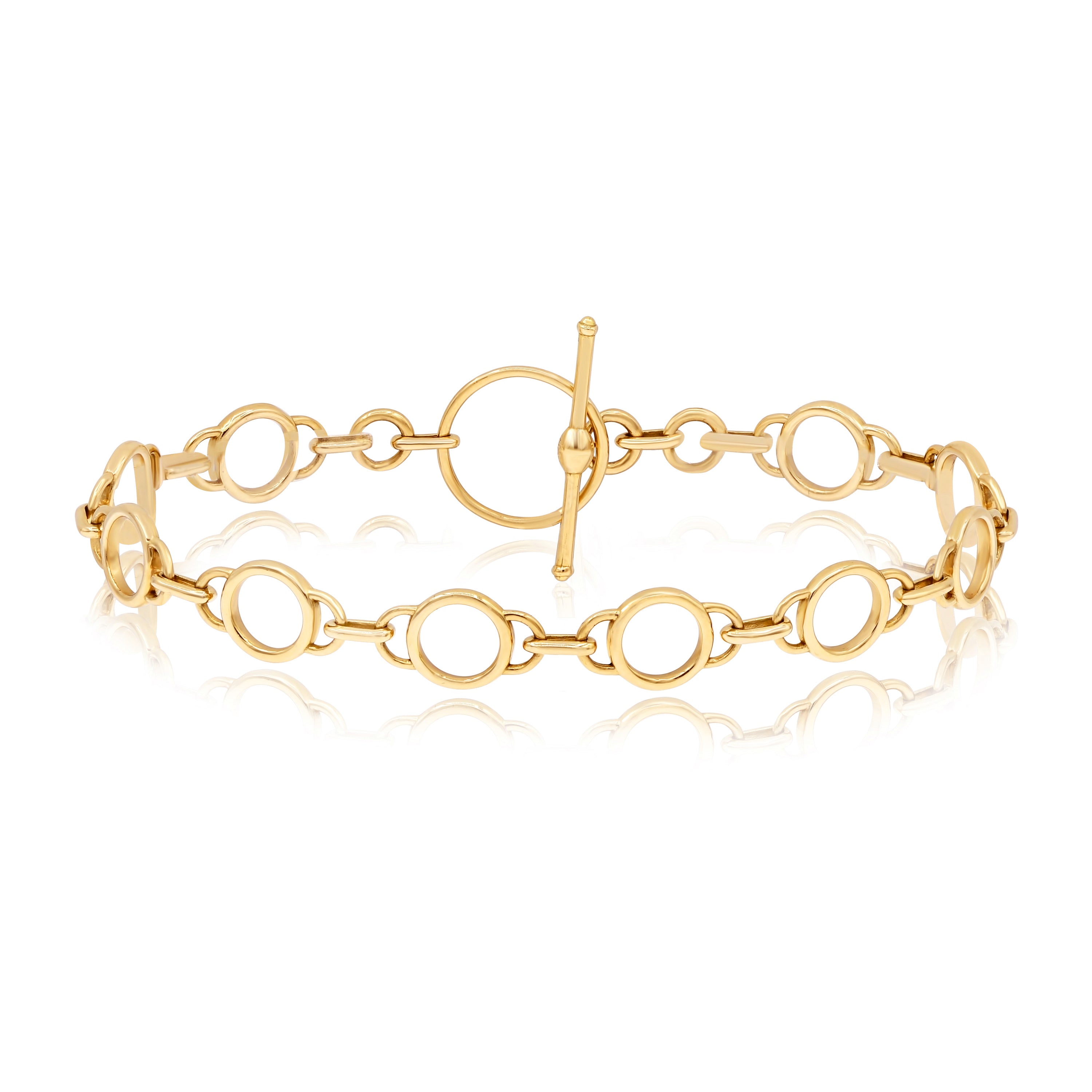 14K Yellow Gold Round Link Bracelet