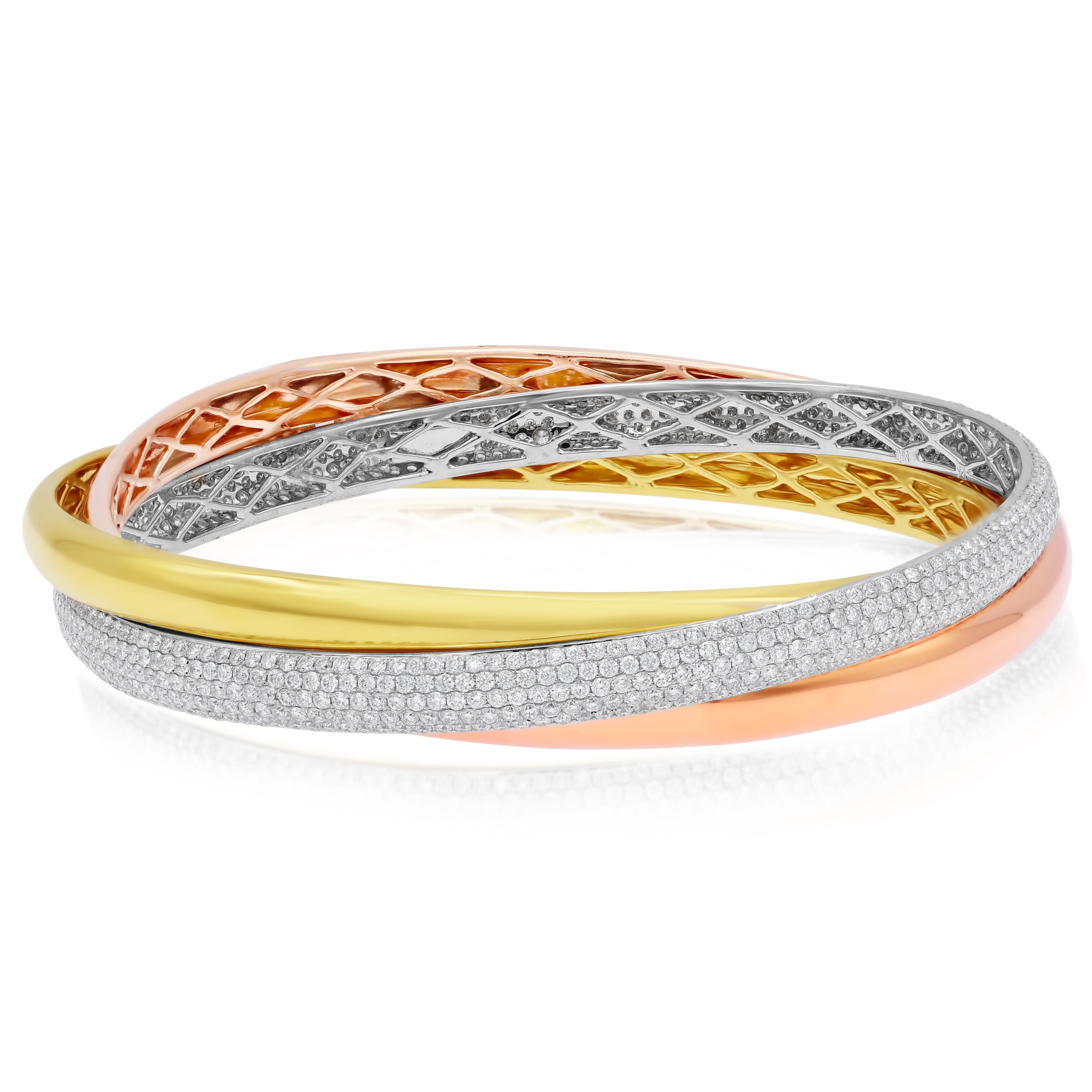 7.86 ct. Diamond 18K Three-Tone Gold Trinity Bracelet