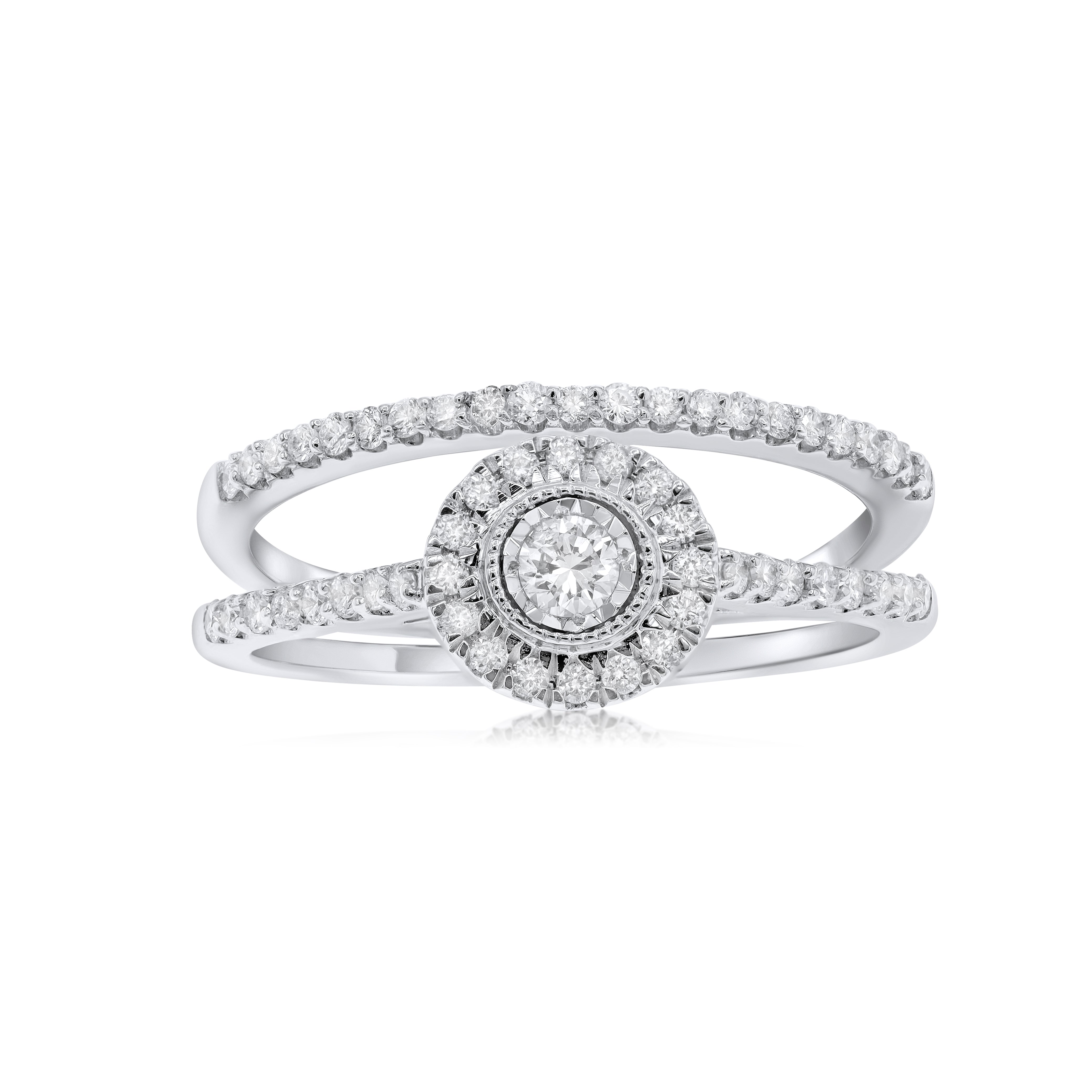 0.41 ct. Diamond 14K White Gold Enagement Ring Mounting With Matching Band