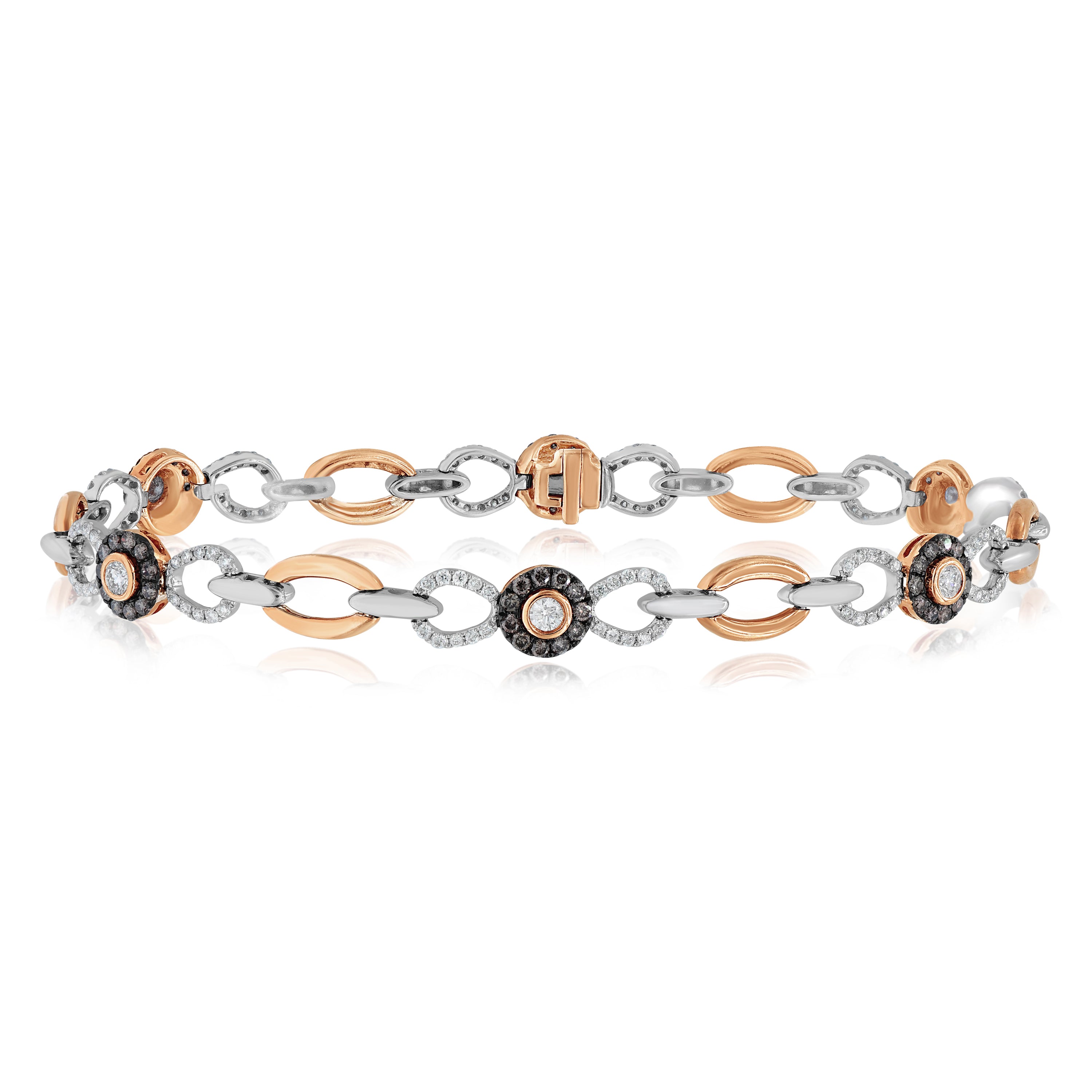 1.84 ct. Brown & White Diamond 14K Rose & White Gold Bracelet