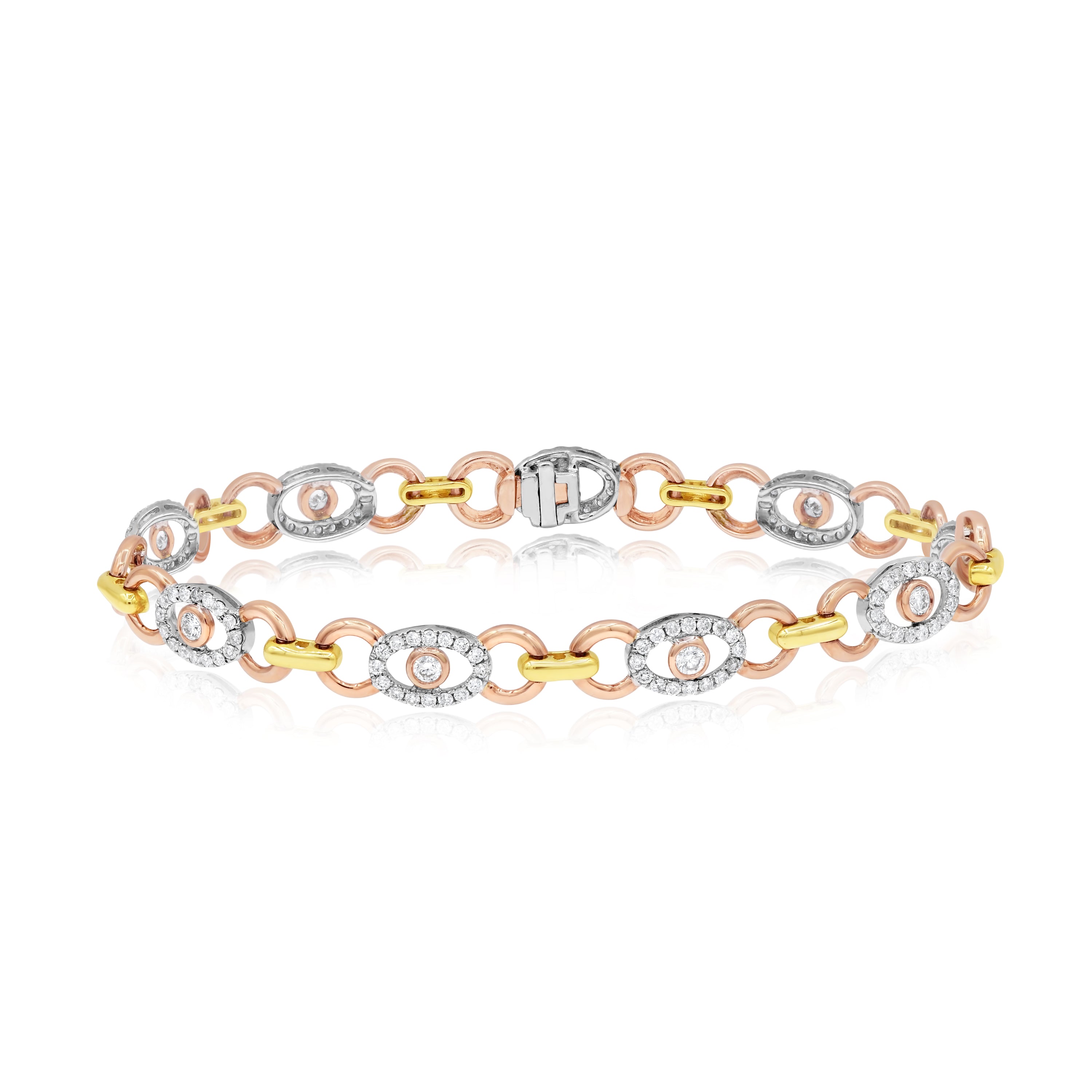 2.09 ct. Diamond 14K Two Tone Mariner-Link Bracelet