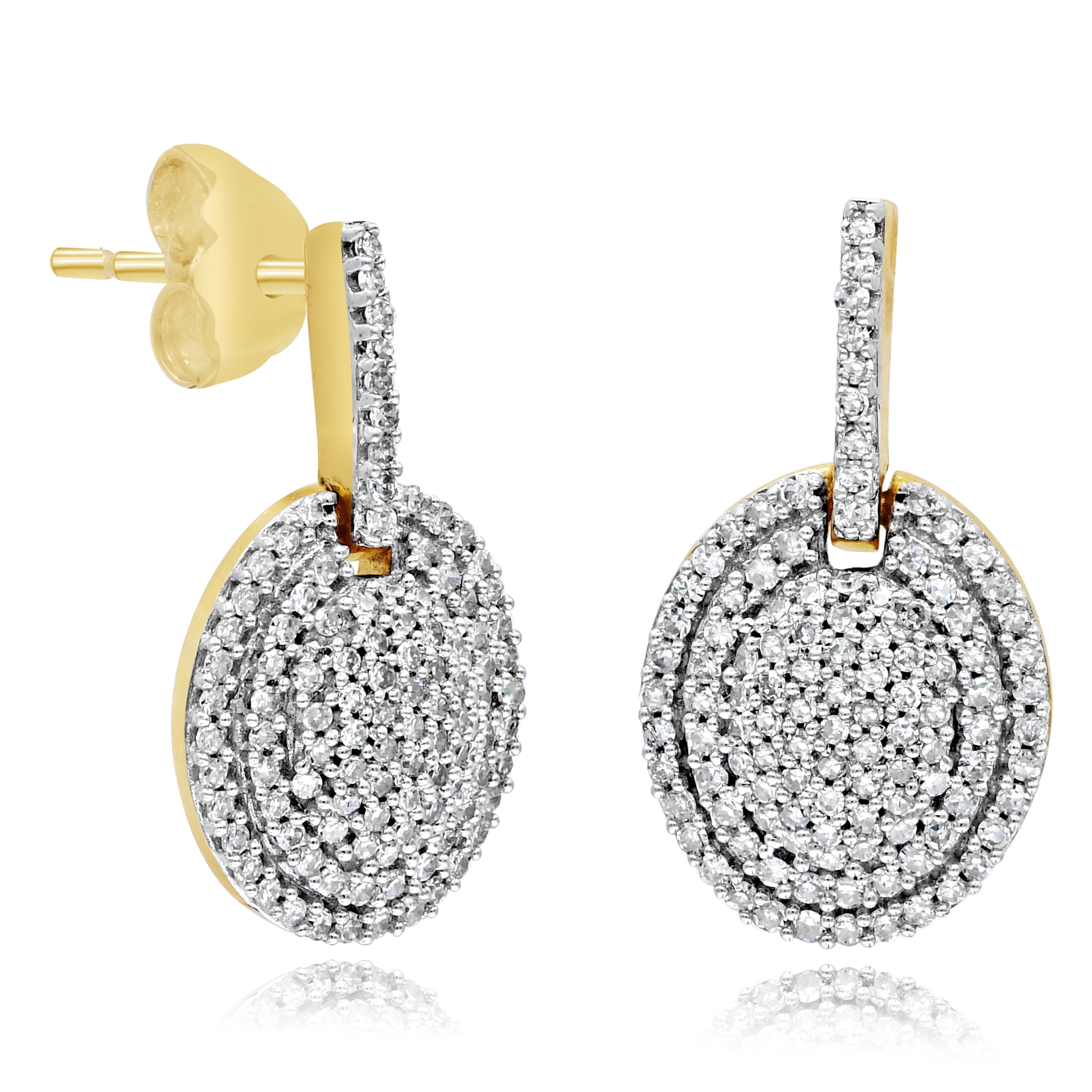0.46 ct. Diamond 14K Yellow Gold Oval Cluster Earrings