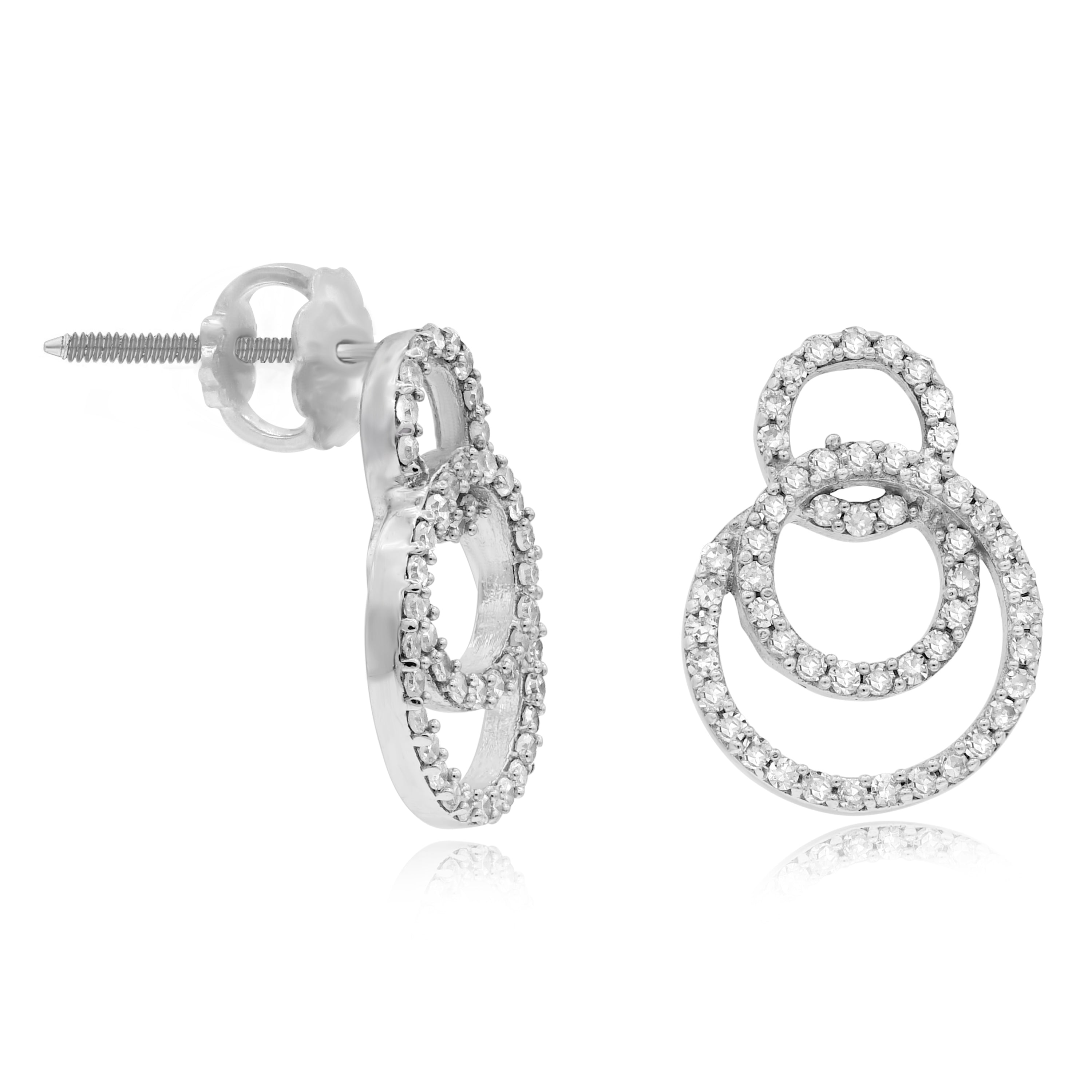0.3 ct. Diamond 14K White Gold Circle Screw Stud Earrings