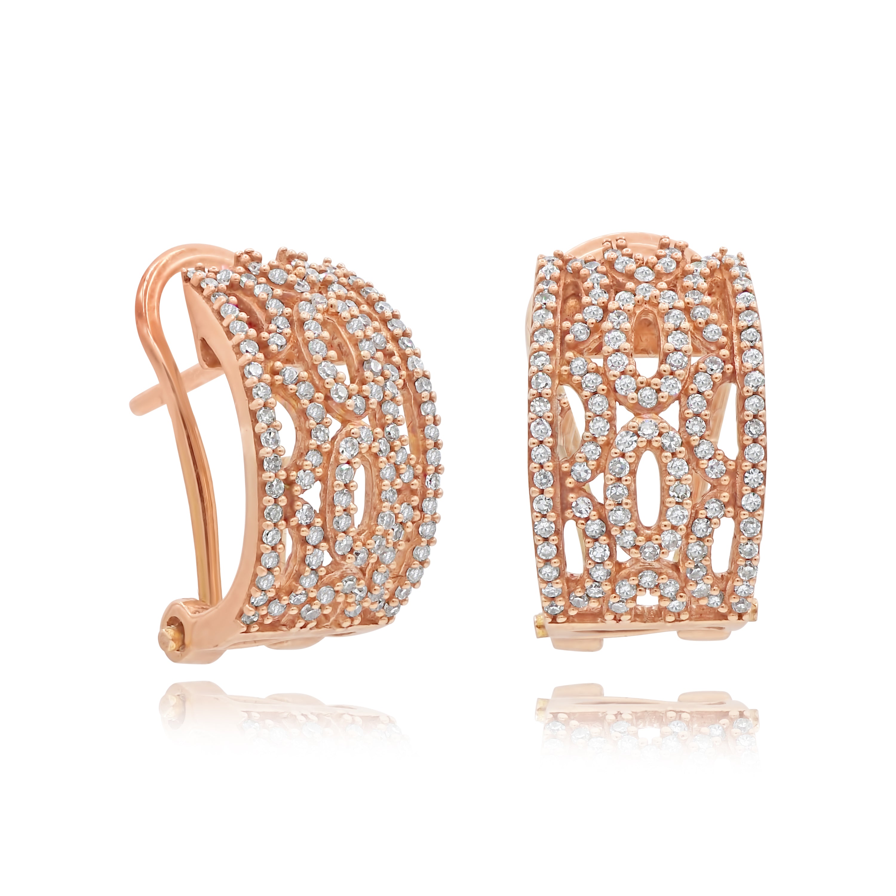 0.49 ct. Diamond 14K Rose Gold Cosmic Axis Latch Back Huggies Earrings