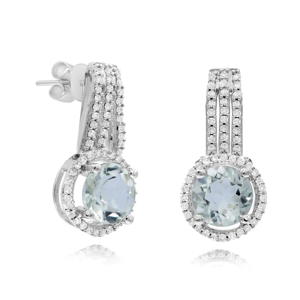 1.53 ct. Amethyst & 0.25 ct. Diamond 14K White Gold Earring
