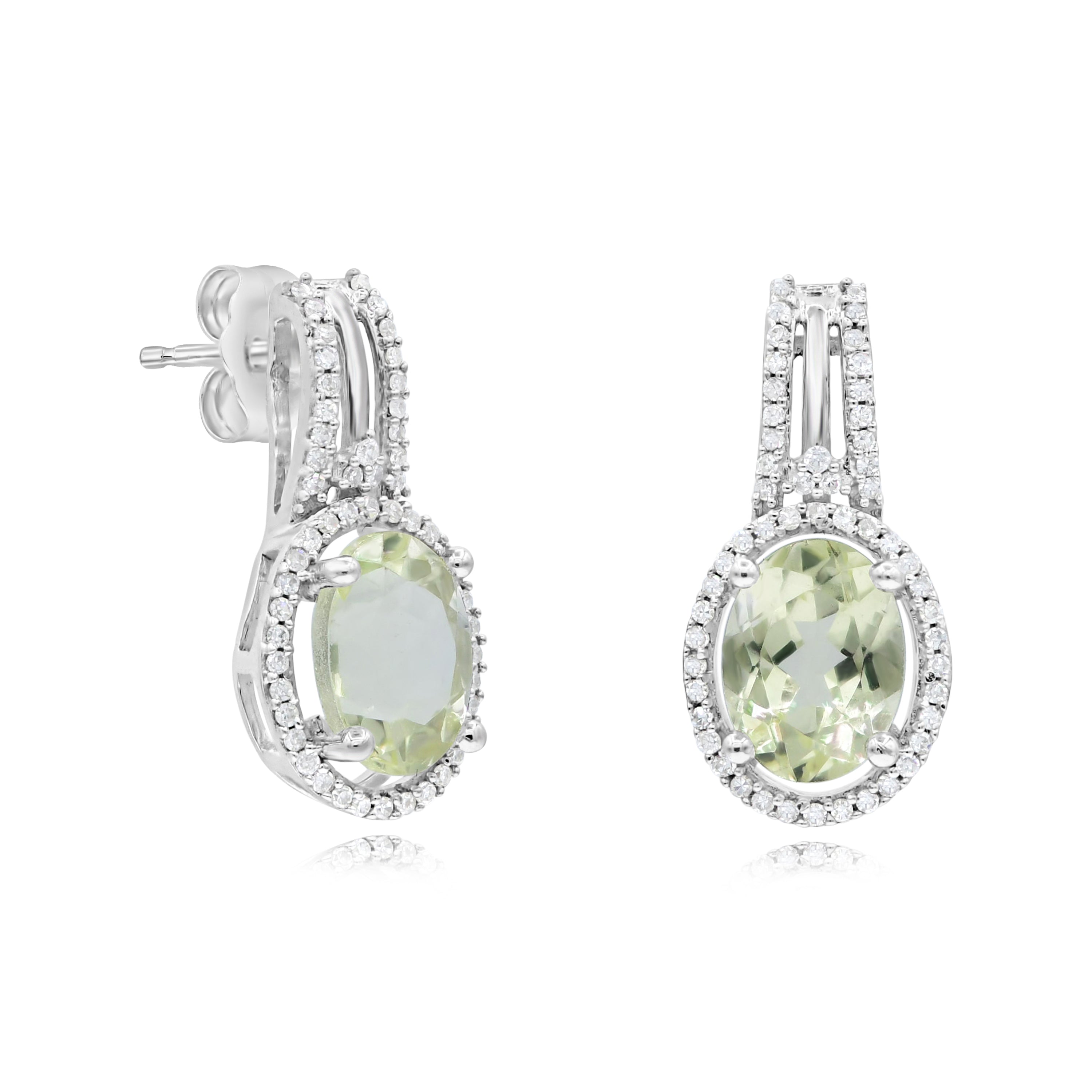 2.4 ct. Lemon Quartz & 0.27 ct. Diamond 14K White Gold Earring