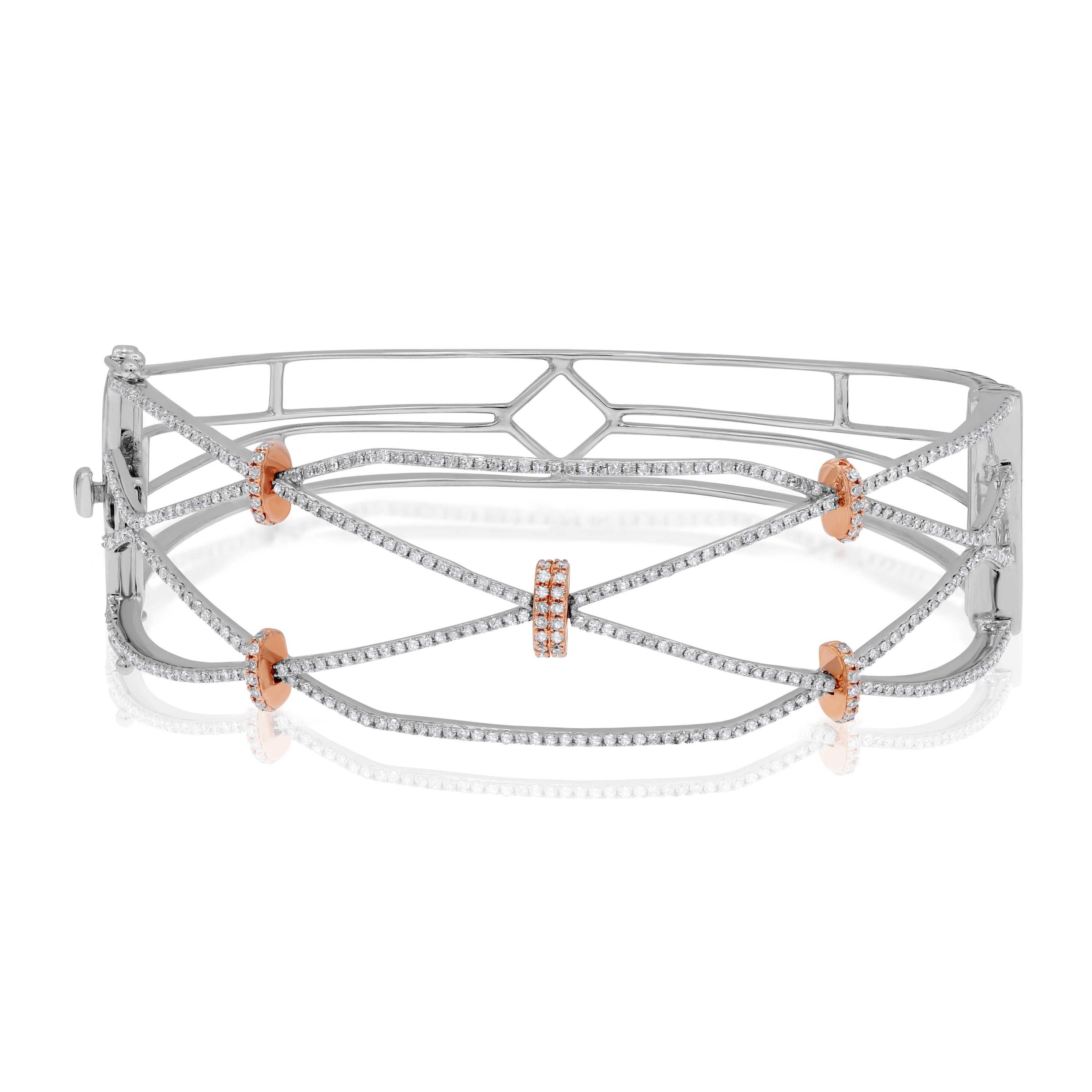 1.56 ct. Diamond 18K Two Tone Gold Crisscross Hook Bracelet