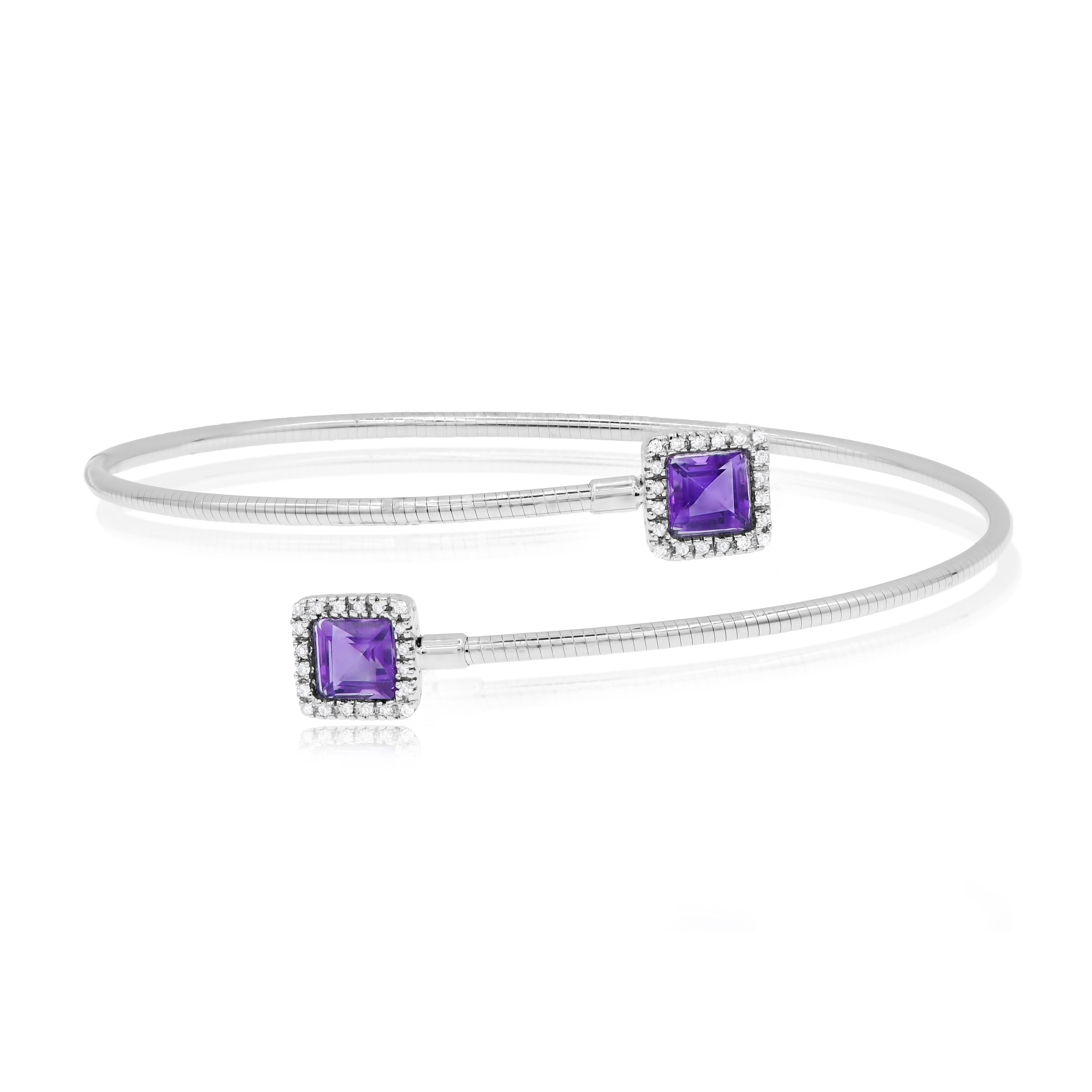 1.27 ct. Purple Amethyst & 0.12 ct. Diamond Pave Cuff Bypass Bracelet