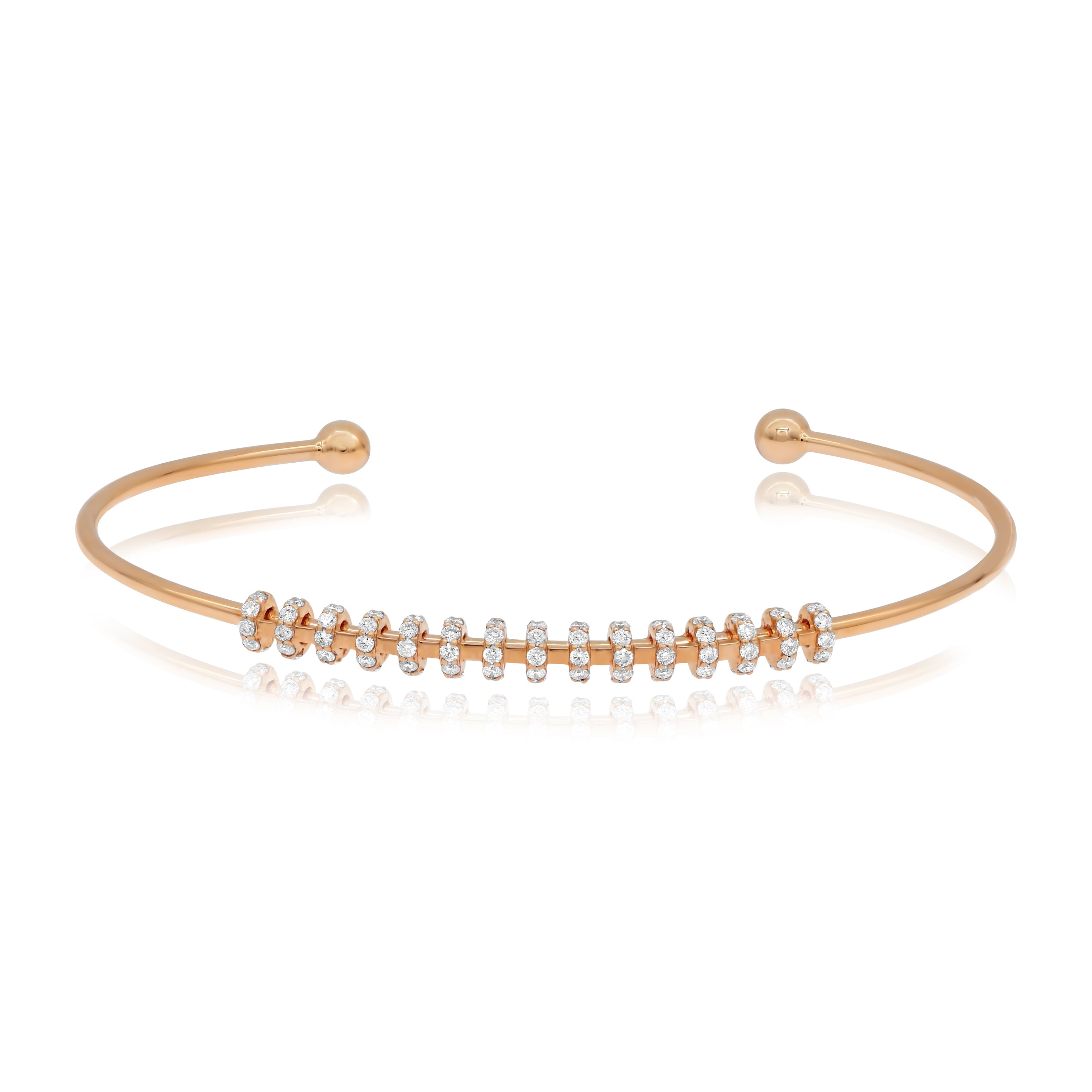 0.62 ct. Diamond 18K Rose Gold Flexible Cuff Bangle Bracelet