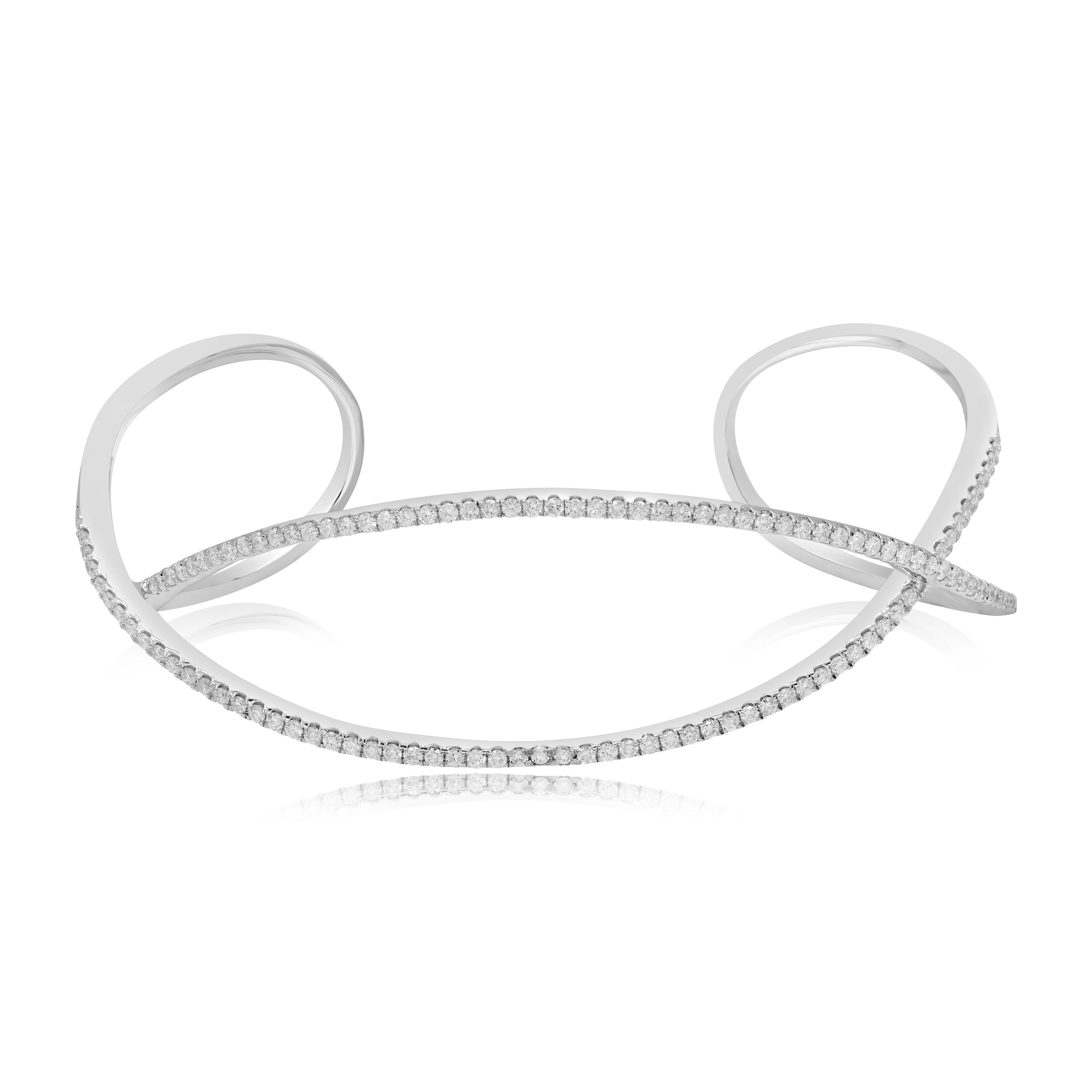 1.5 ct. Diamond 18K White Gold Criss Cross Cuff Bracelet
