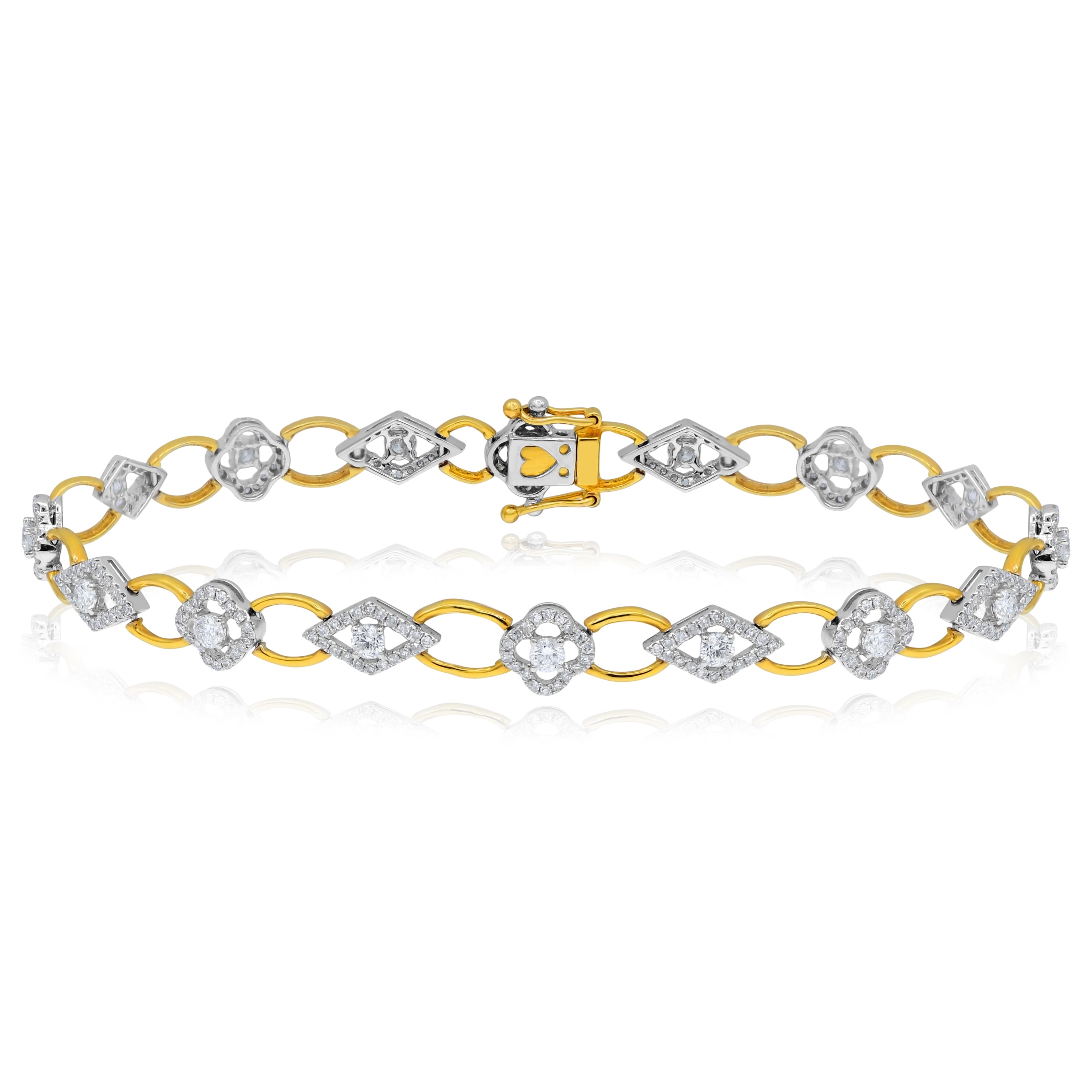 2.03 ct. Diamond 14K Two Tone Gold Accent Tennis Bracelet