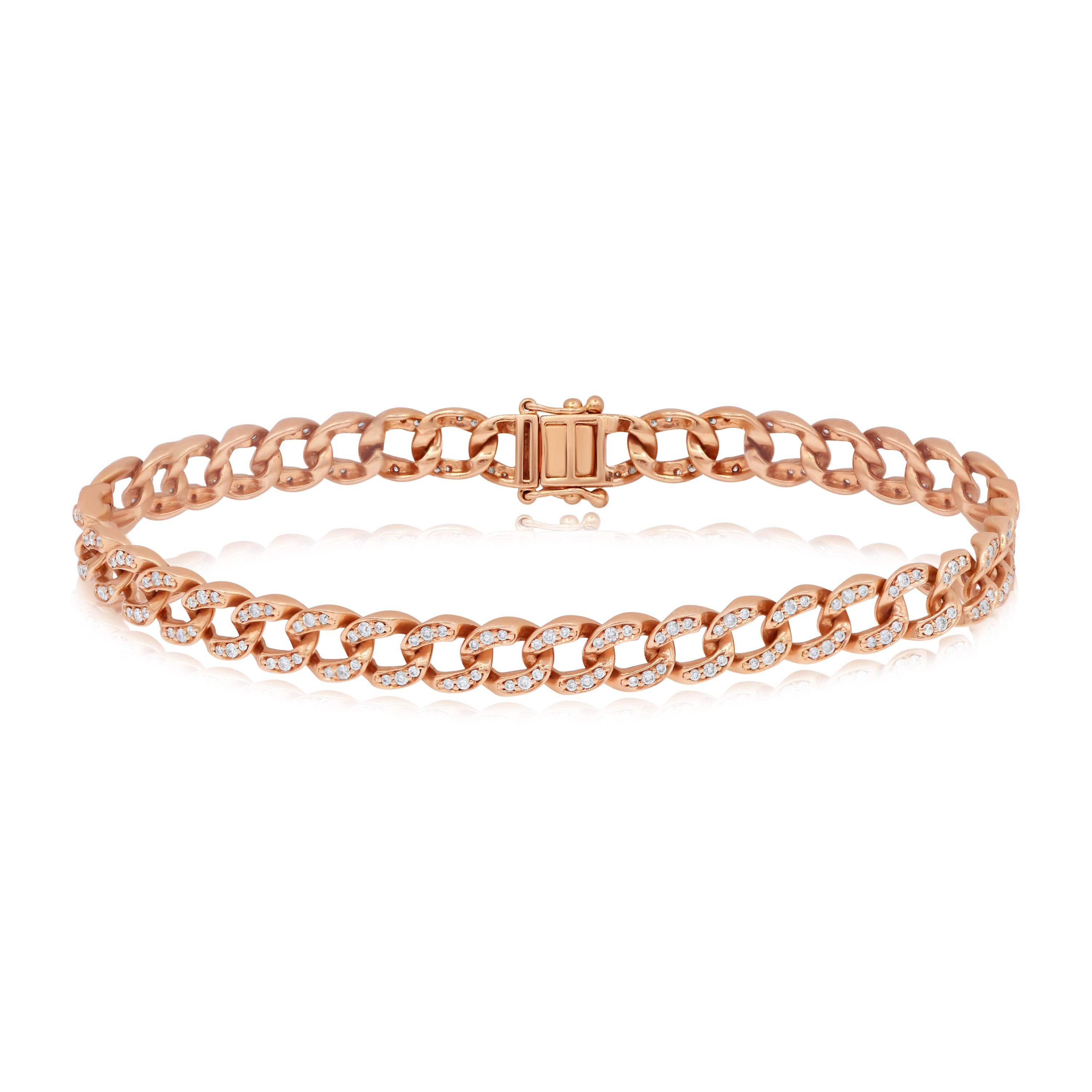 0.96 ct. Diamond 14K Rose Gold Cuban Link Bracelet