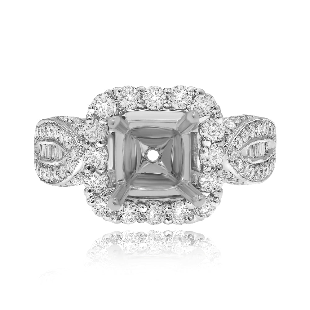 1.2 ct. Diamond 18K White Gold Halo Engagement Ring Mounting