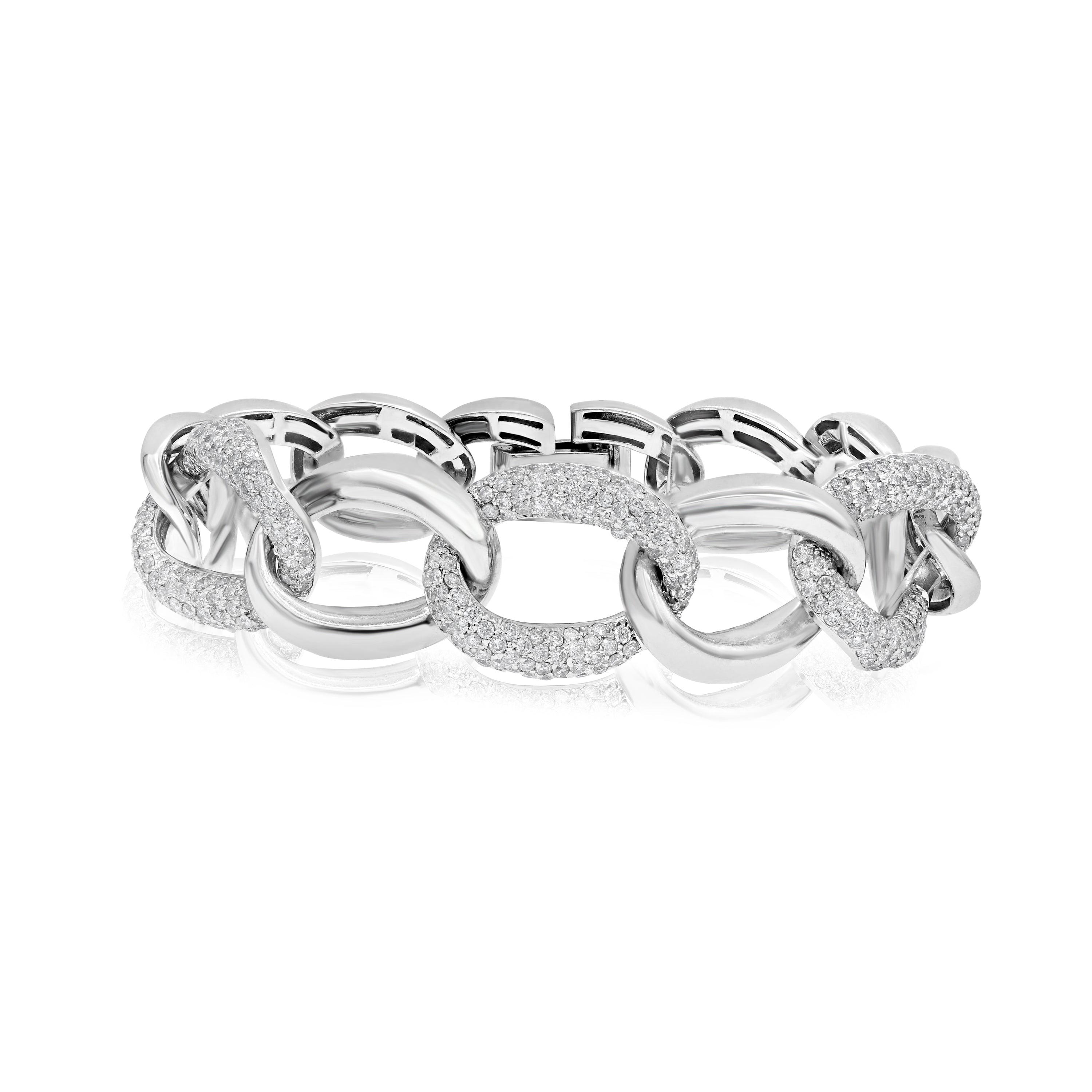7.17 ct. Diamond 14K White Gold Chunky Cuban Link Bracelet