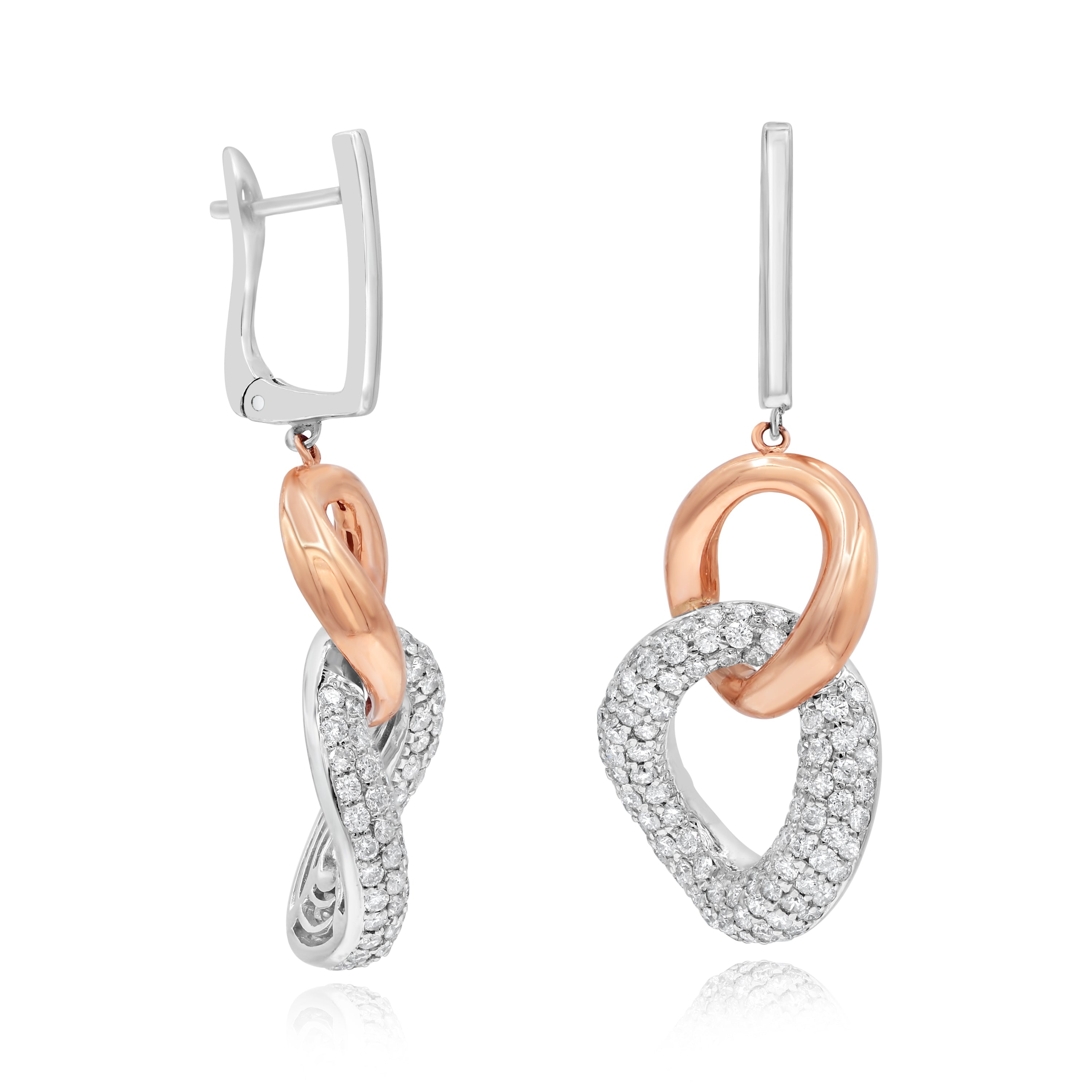 2.59 ct. Diamond 14K Rose & White Gold 3D Pave Love Knot Pendant