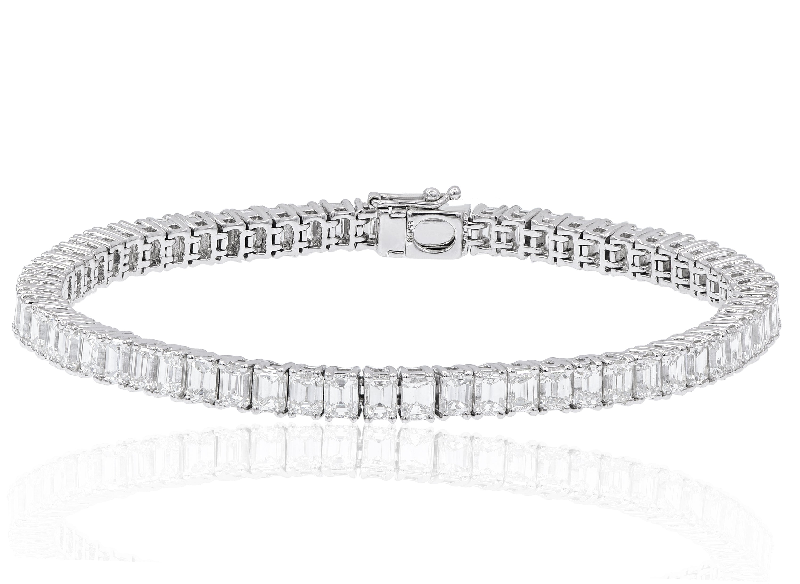 12.02 ct. Emerald Cut Diamond 18K White Gold Tennis Bracelet