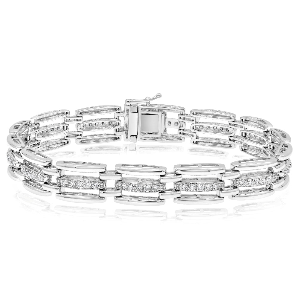 2.15 ct. Diamond 18K White Gold Men's Bracelet