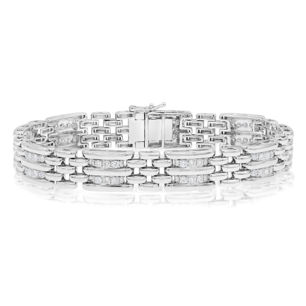 2.69 ct. Diamond 18K White Gold Men's Bracelet