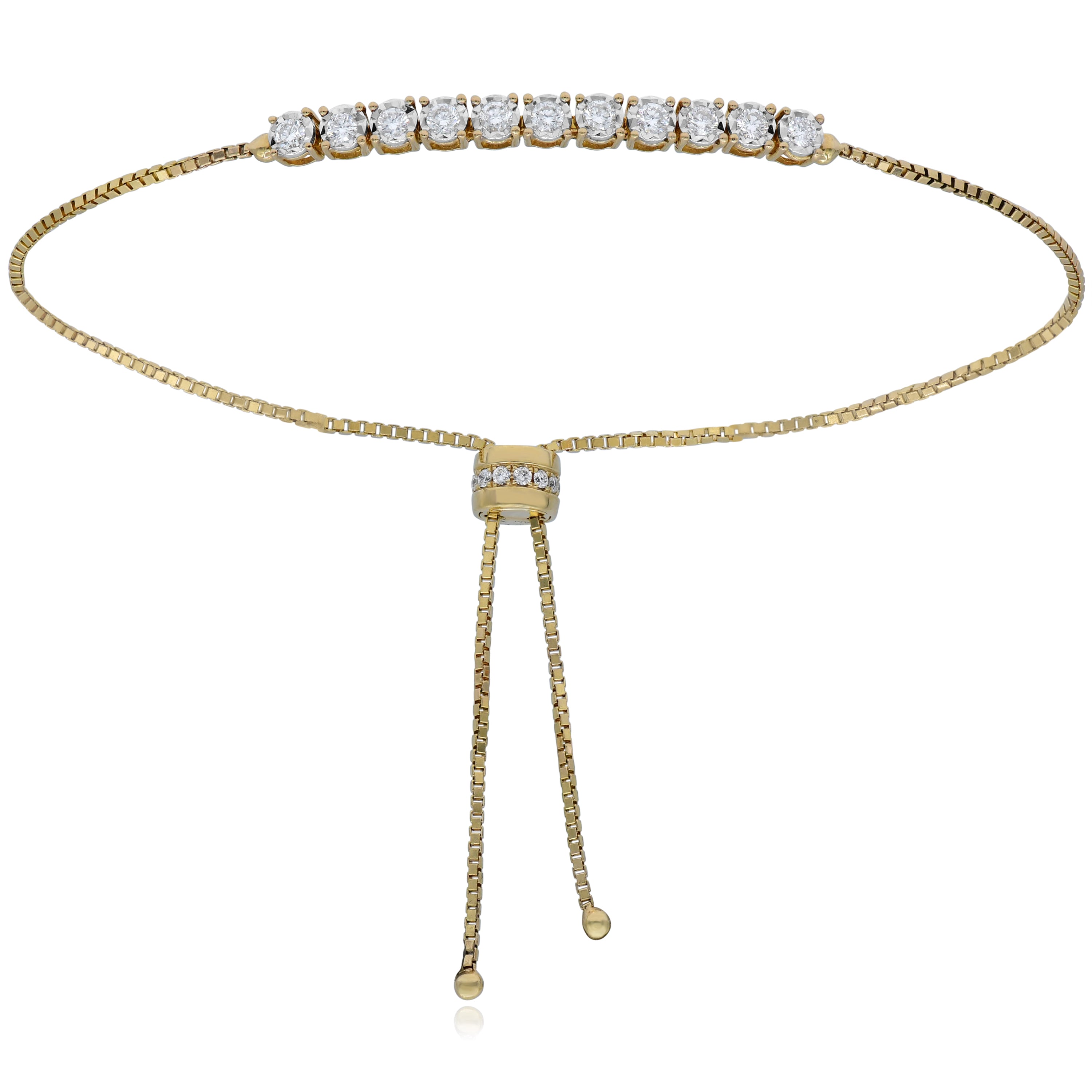 0.46 ct. Diamond 14K Yellow Gold Adjustable Tennis Bolo Bracelet