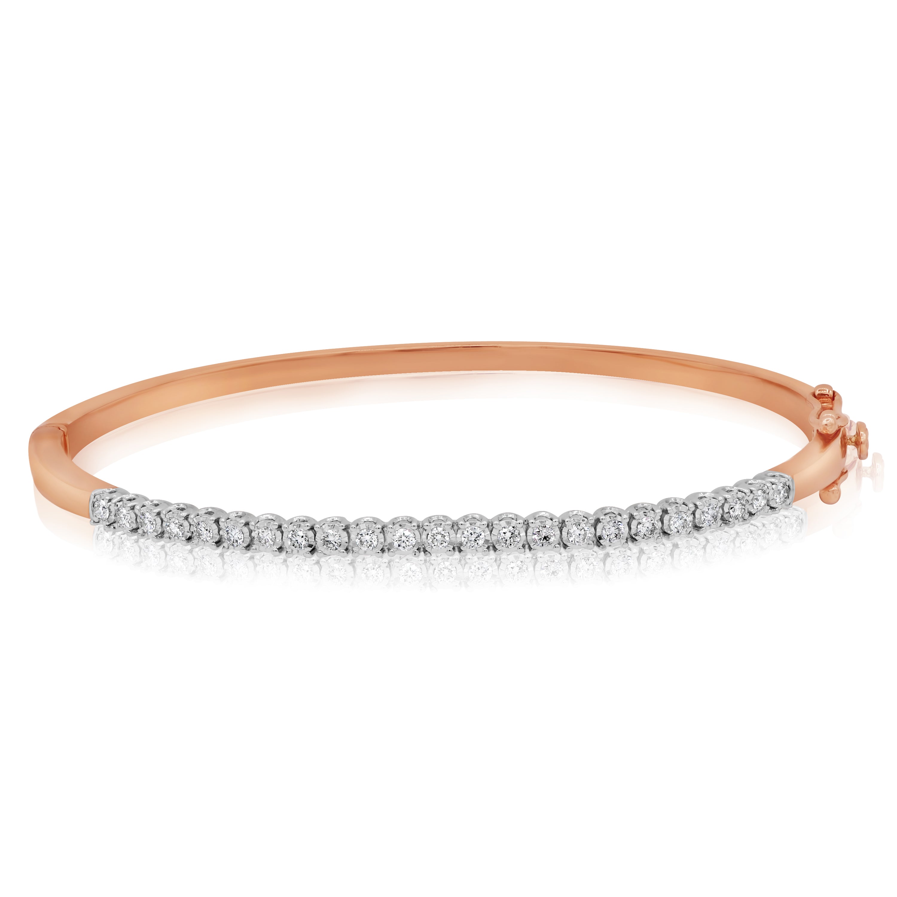 1.05 ct. Diamond 14K Rose Gold Pave Bar Half Eternity Bagle Bracelet