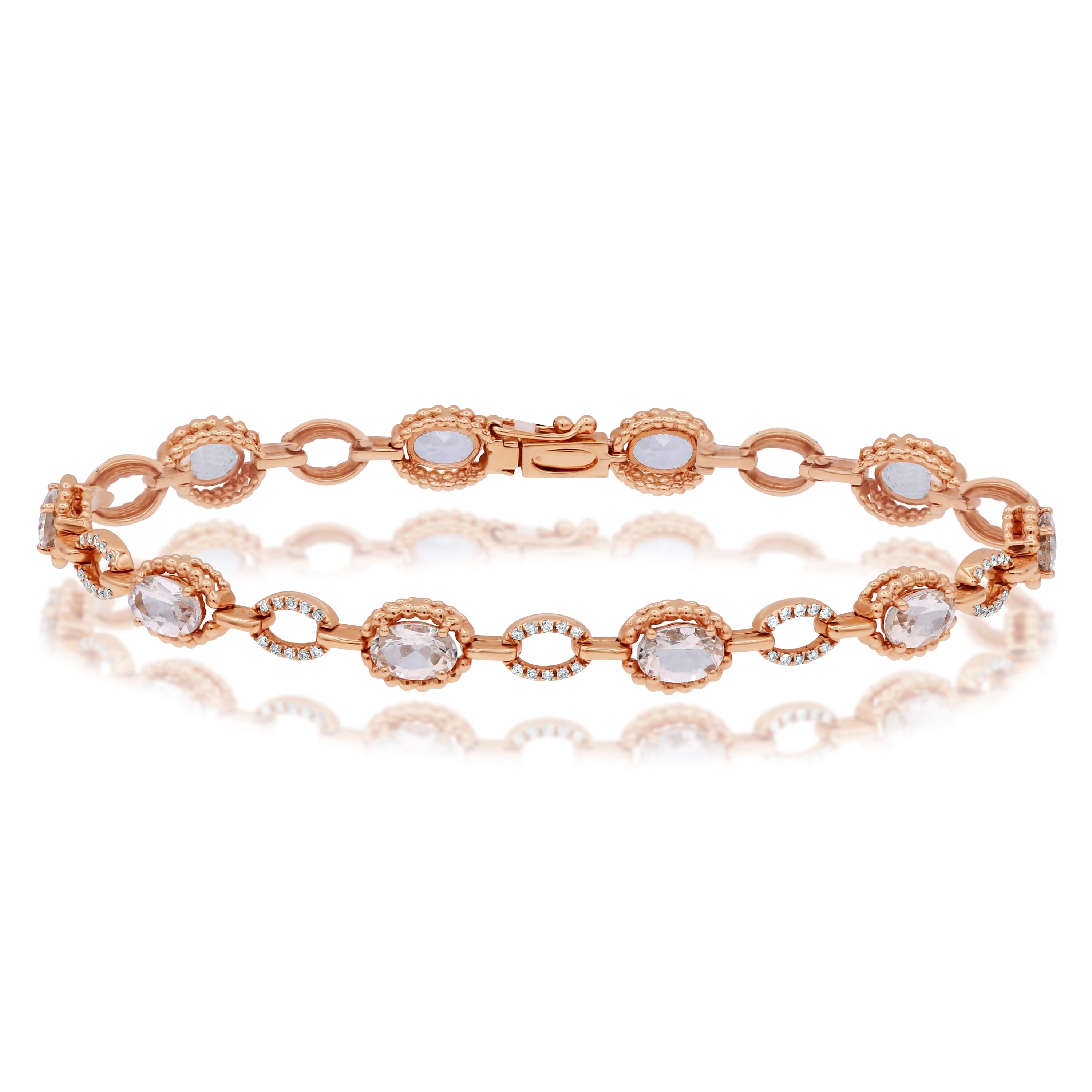 4.04 ct. Morganite & 0.25 ct. White Diamond 14K Rose Gold Bracelet