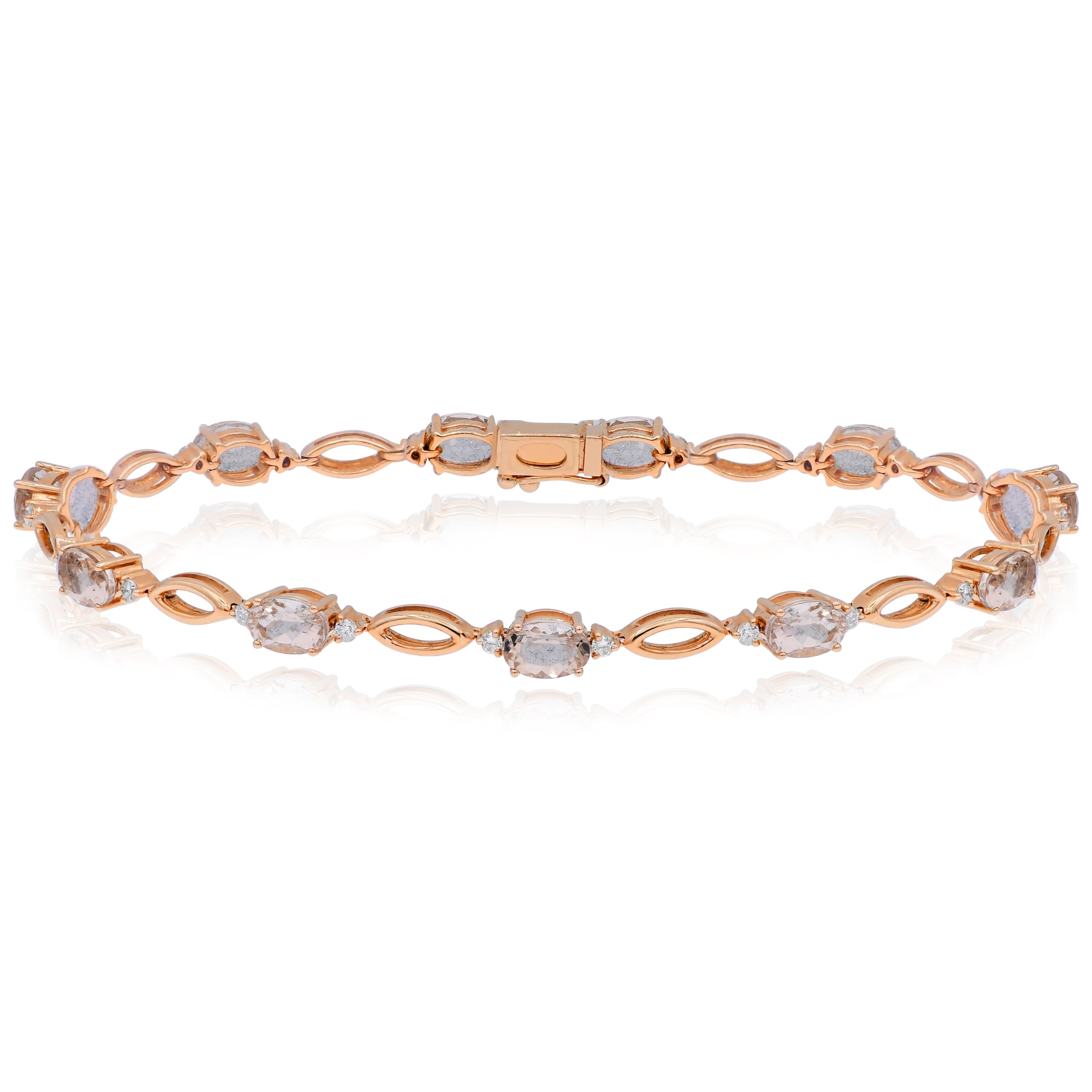 5.23 ct. Morganite & 0.42 ct. White Diamond 14K Rose Gold Bracelet