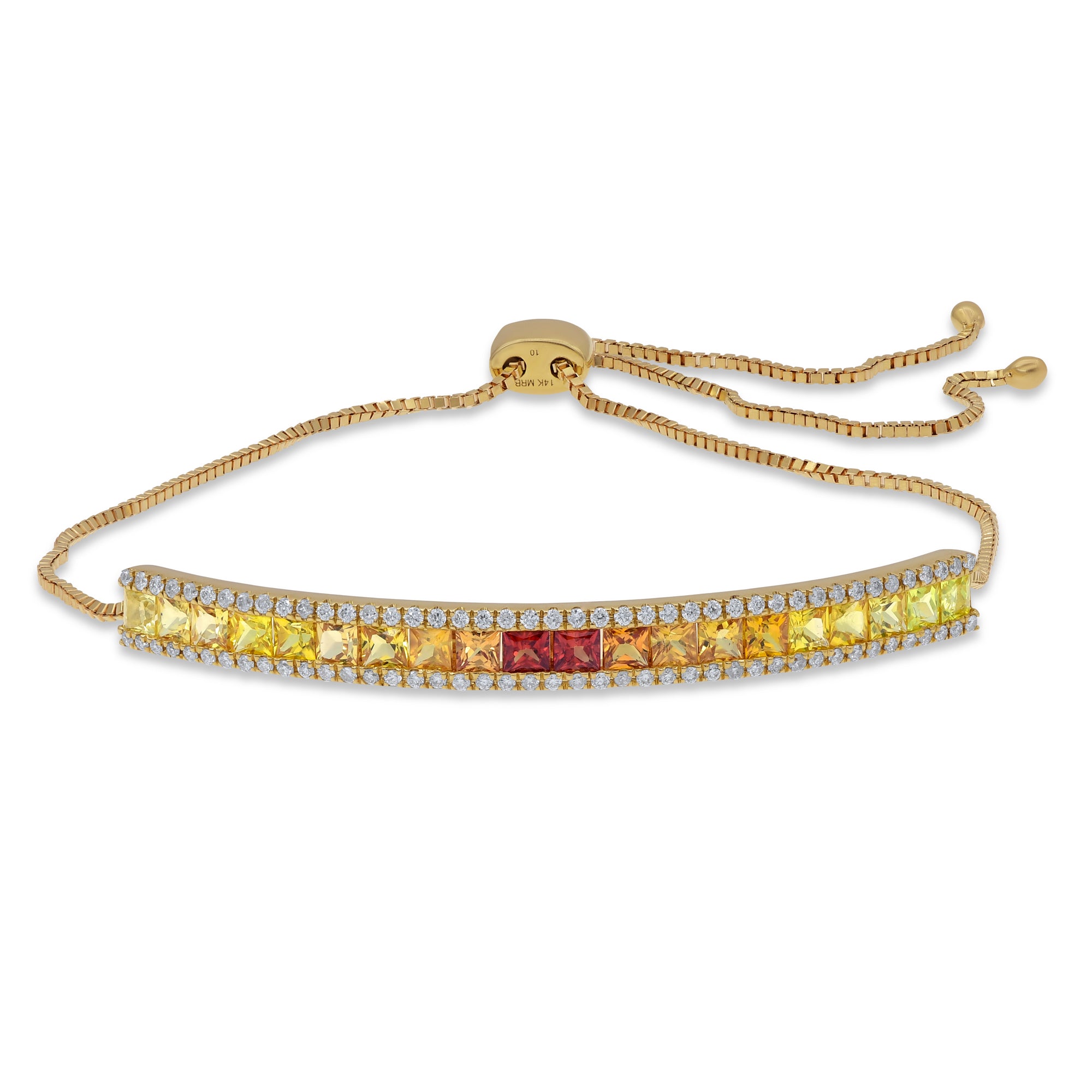 2.31 ct. Multi Color Diamond 14K Yellow Gold Adjustable Tennis Bolo Bracelet