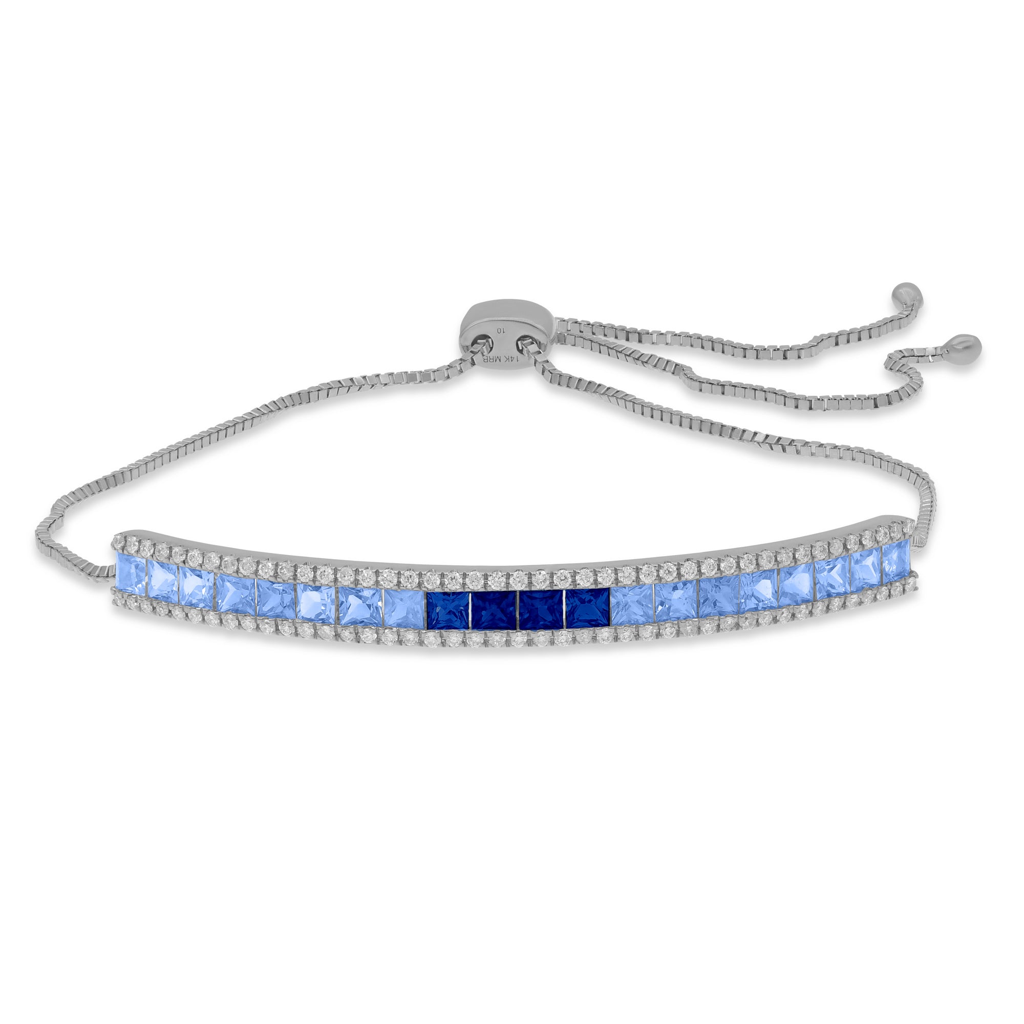 2.32 ct. Sapphire & Diamond 14K White Gold Adjustable Tennis Bolo Bracelet