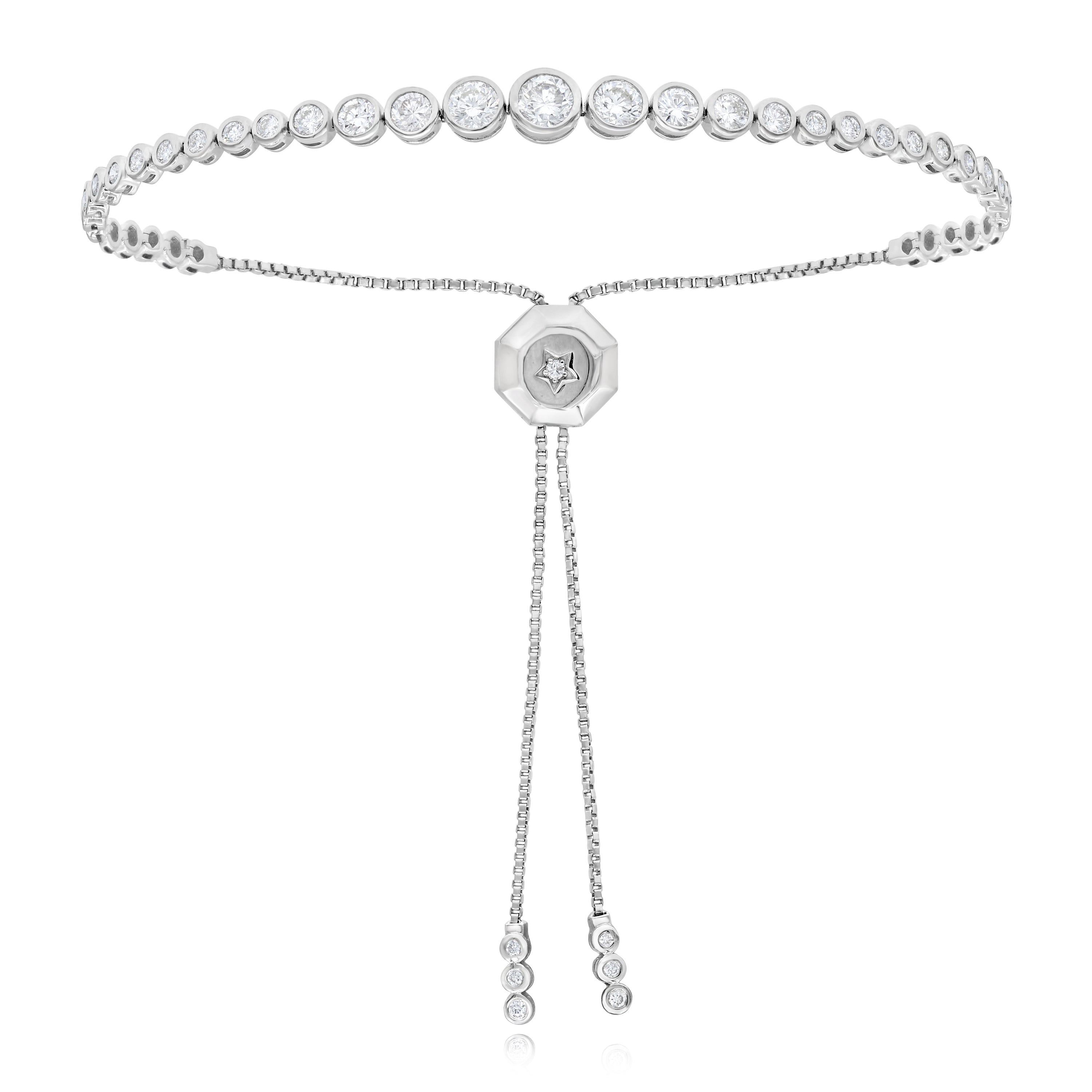 2 ct. Diamond 14K White Gold Graduated Bolo Bracelet