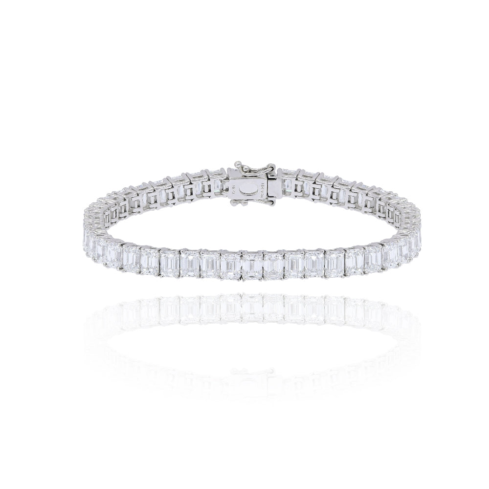 15.27 ct. Emerald Cut Diamond 18K White Gold Tennis Bracelet
