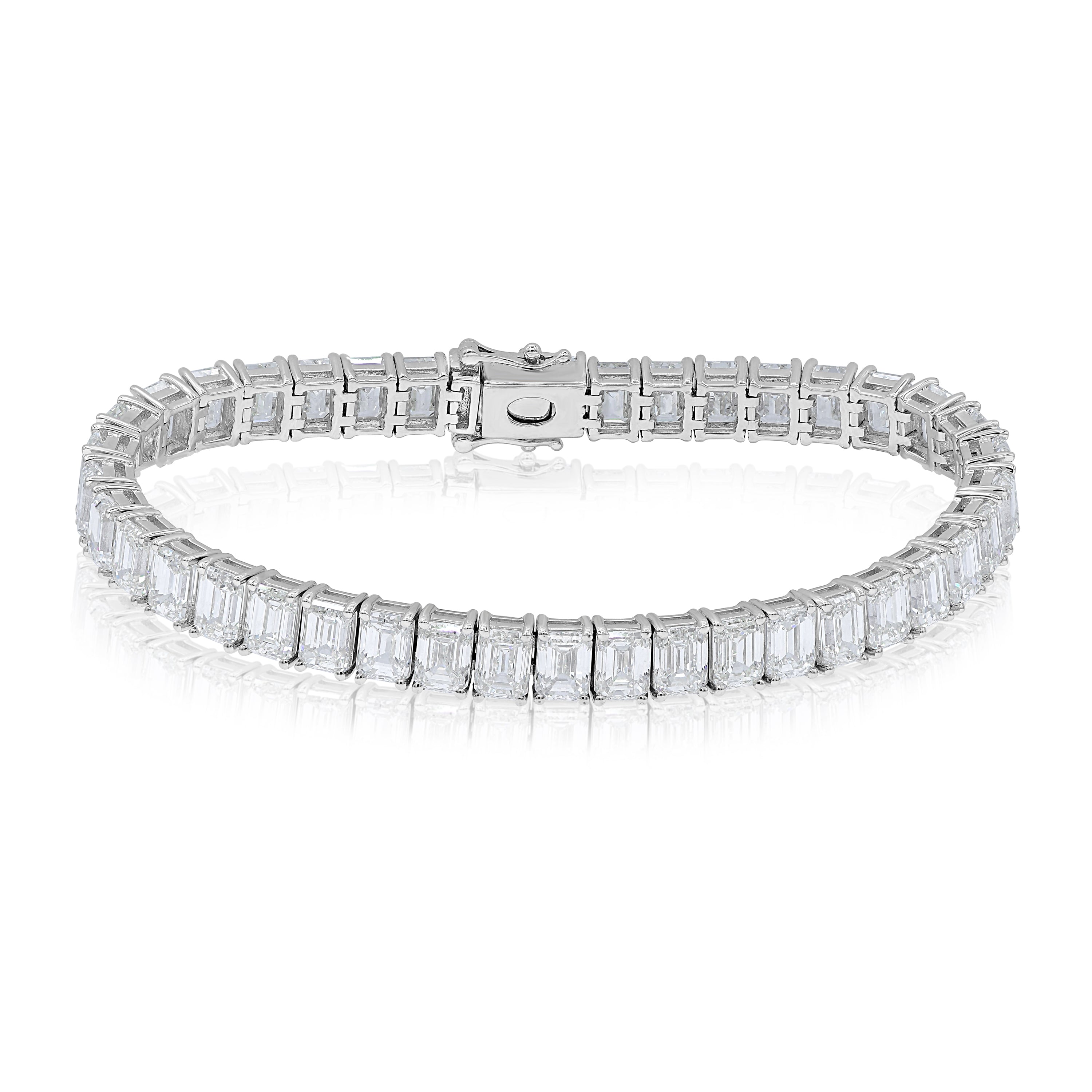 28.38 ct. Emerald Cut Diamond 18K White Gold Tennis Bracelet