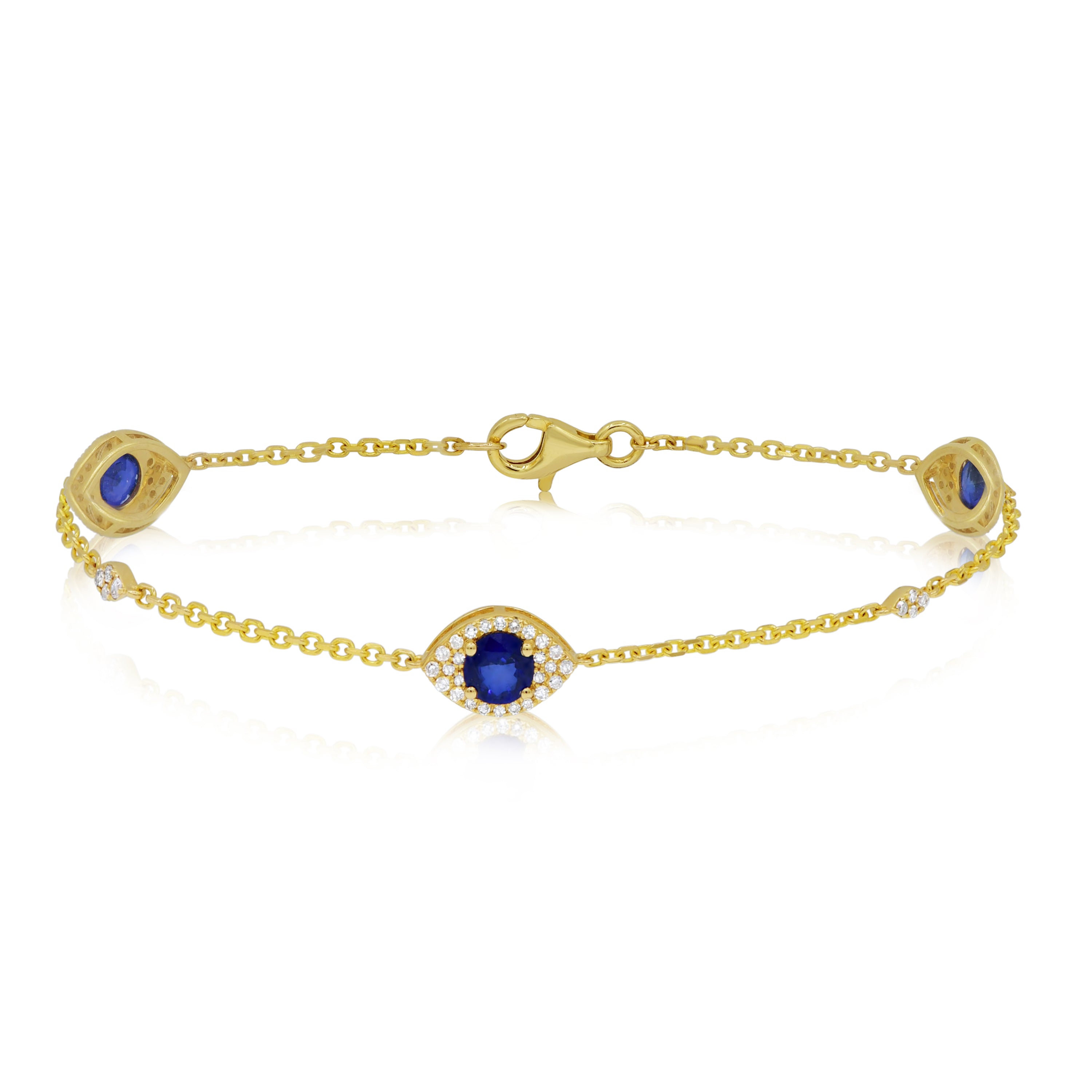 1.44 ct. Sapphire & 0.29 ct. Diamond 14K Yellow Gold 1 Station Classic Bracelet
