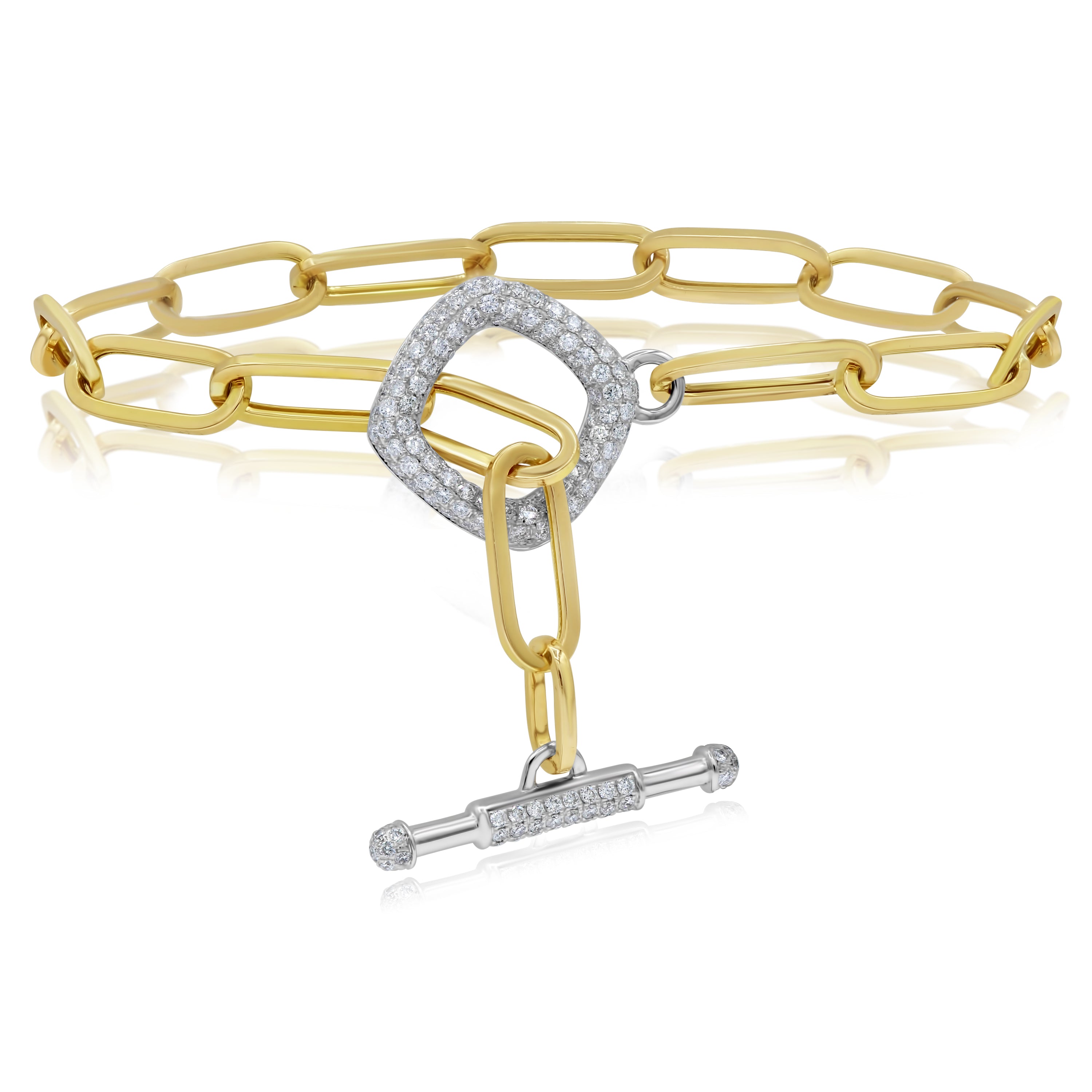 1.89 ct Diamond 14K Gold Open Link Toggle Chain Bracelet