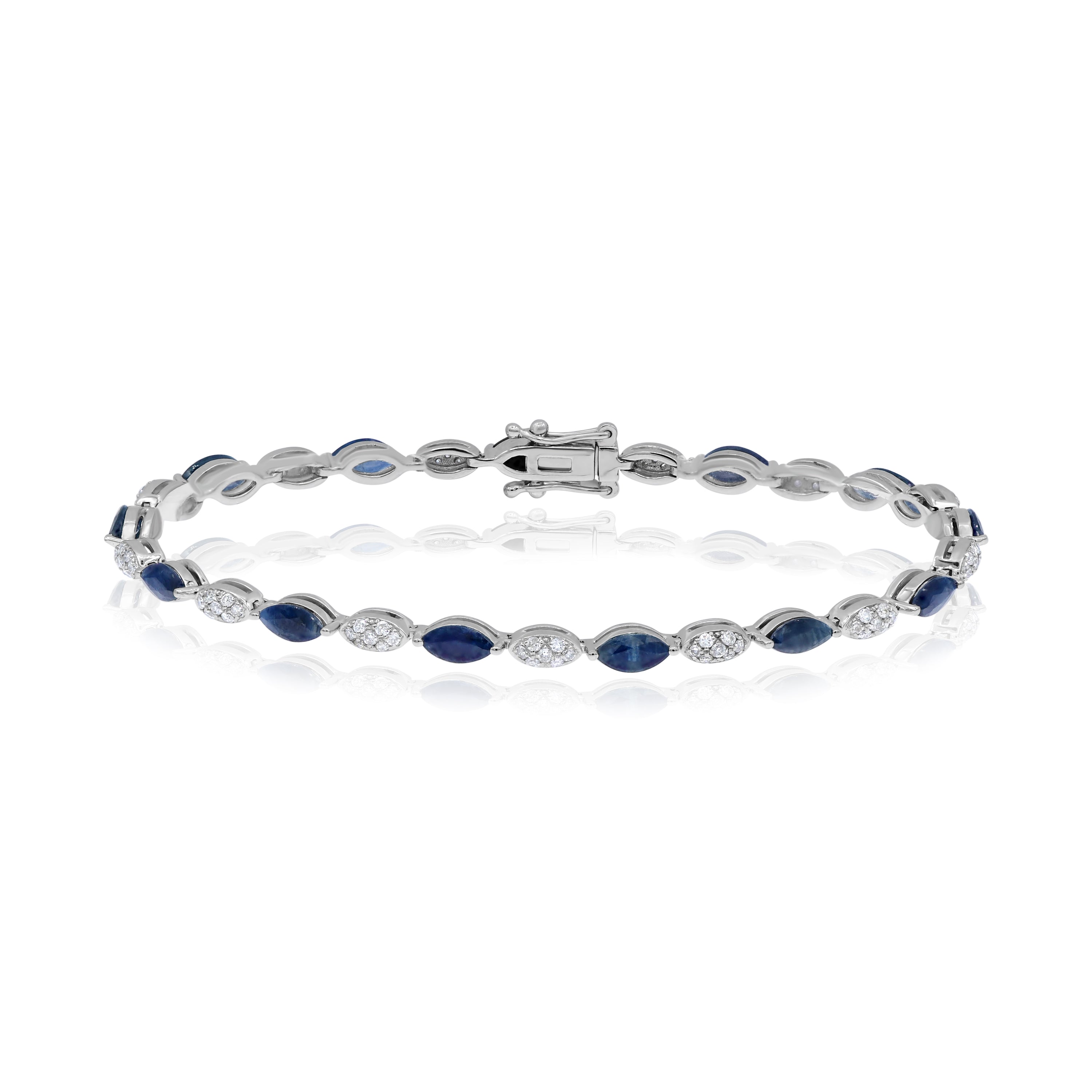 4.34 ct. Sapphire & 0.62 ct. Diamond 14K White Gold Bracelet