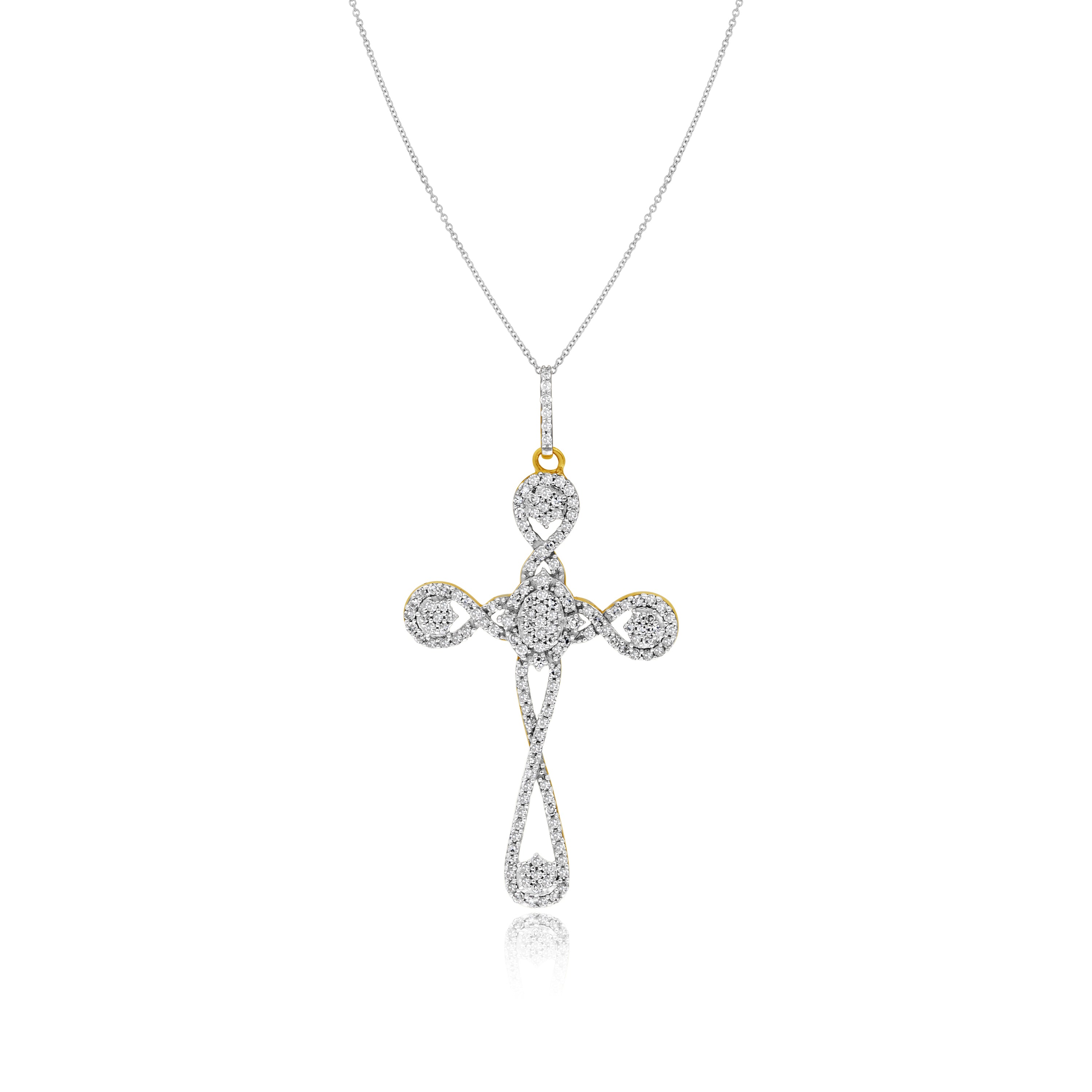 0.47 ct. Diamond 14K Yellow Gold Infinity Cross Pendant