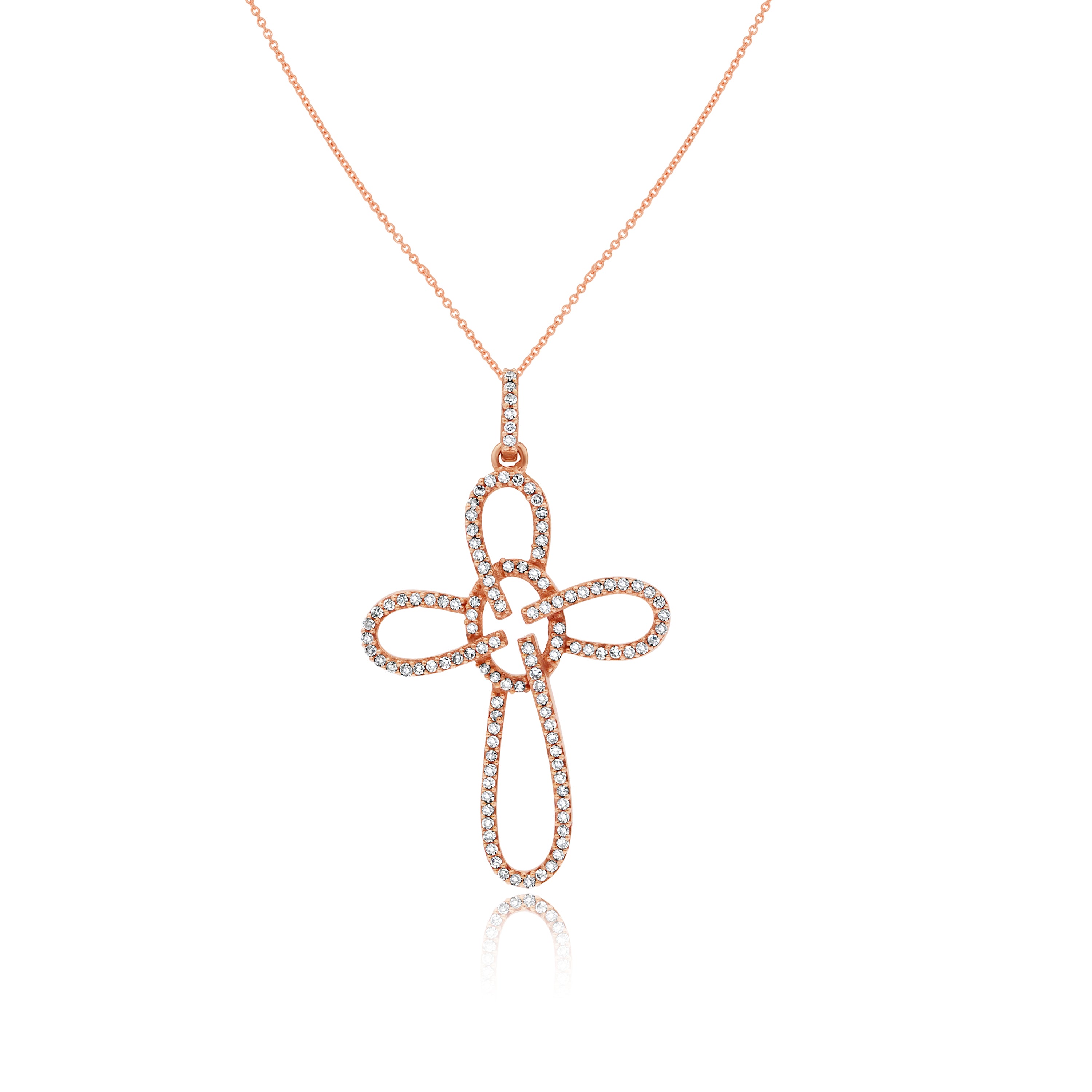 0.28 ct. Diamond 14K Rose Gold Open Swirl Cross Pendant