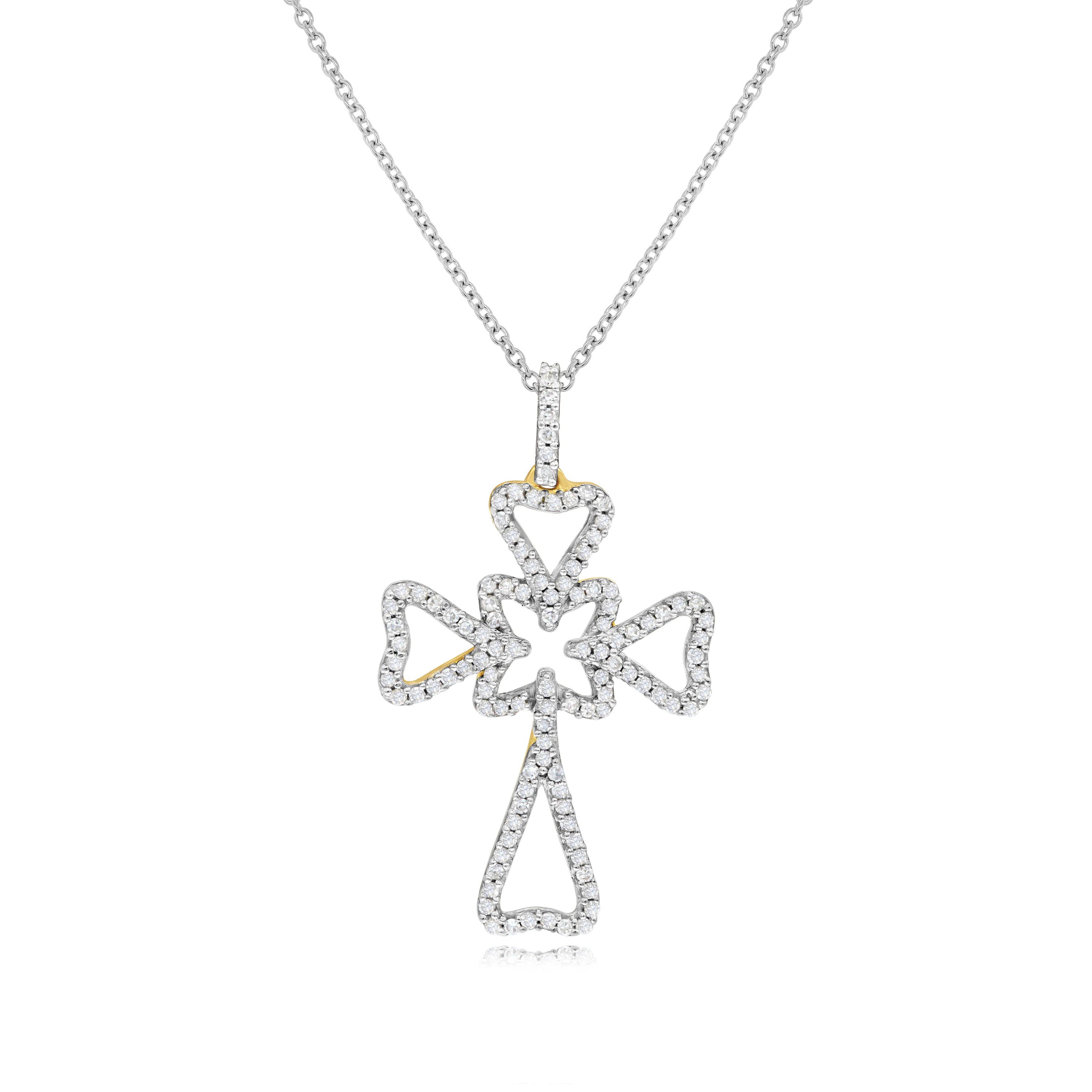 0.28 ct. Diamond 14K Yellow Gold Open Cross Pendant