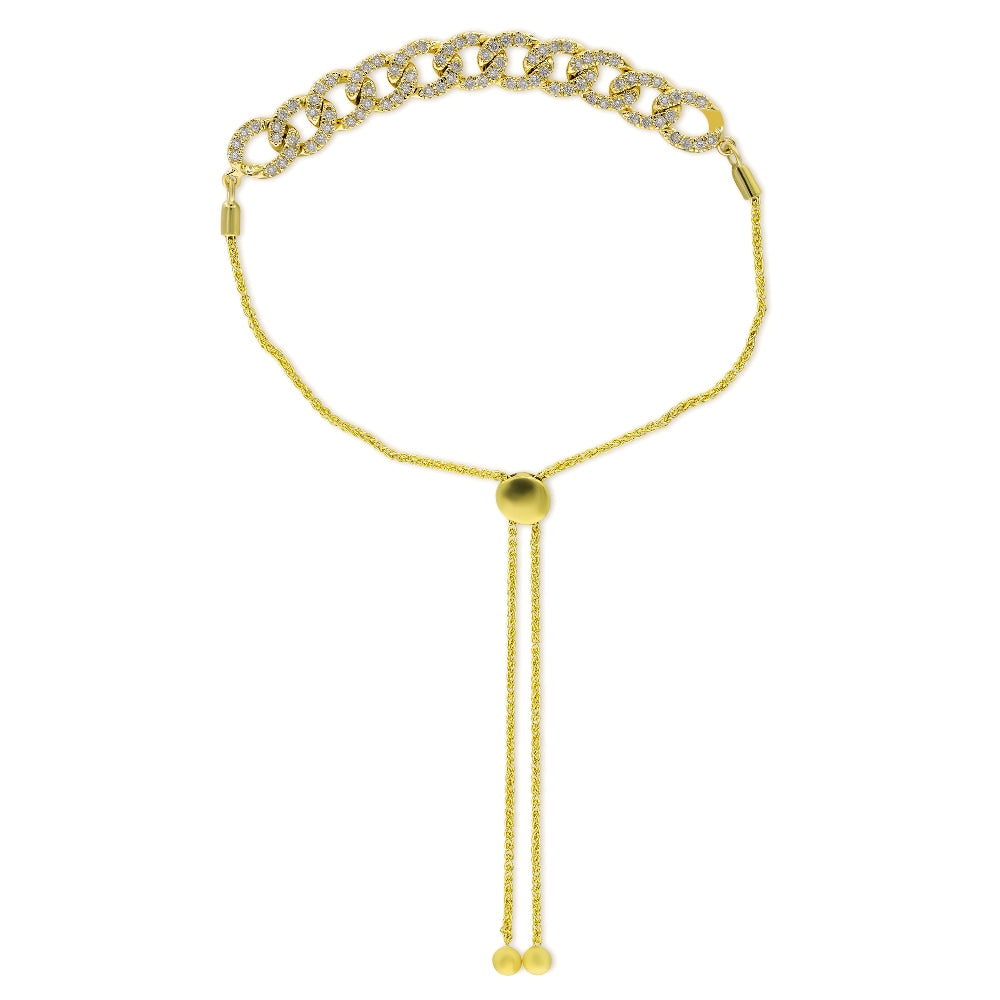 0.82 ct. Diamond 14K Yellow Gold Cuban Chain Link Bolo Bracelet
