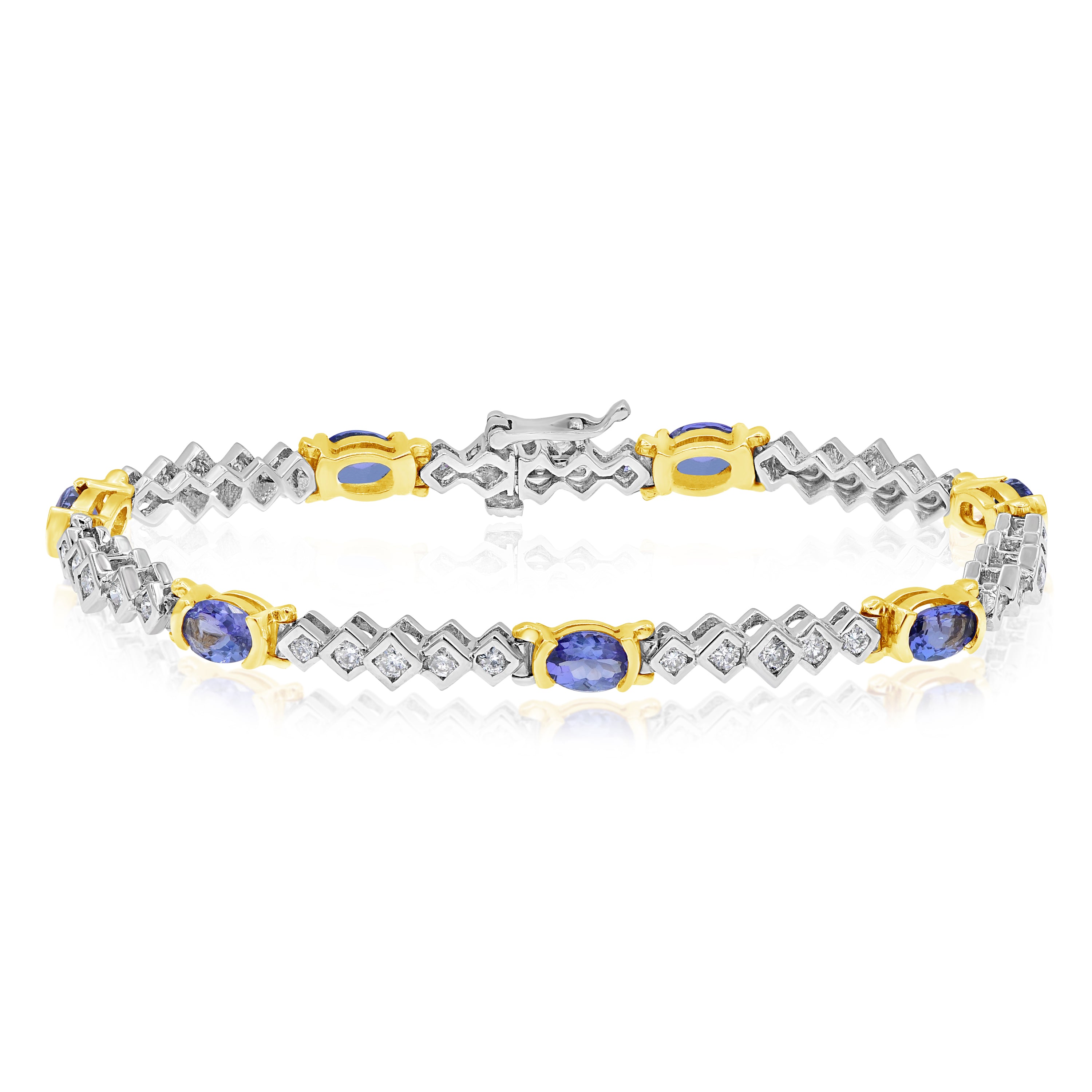 4 ct. Tanzanite & 1.5 ct. Diamond 14K Two Tone Gold Bracelet