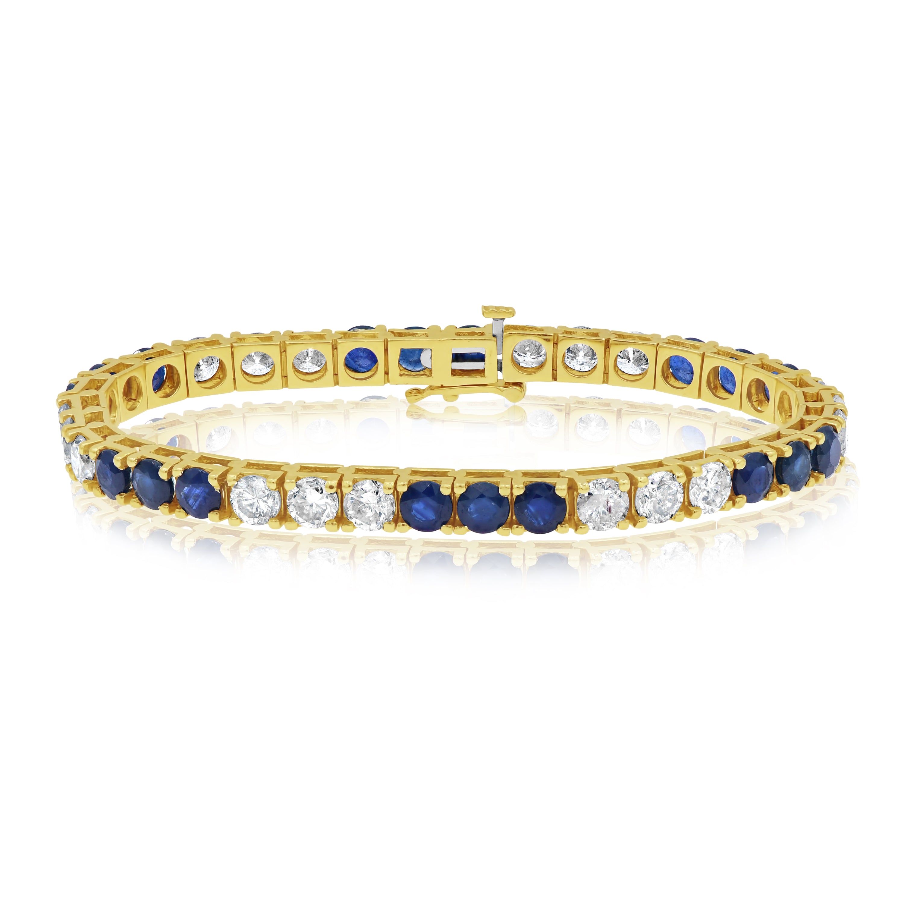10.35 ct. Sapphire & 6.85 ct. Diamond 14K Two Tone Gold Eternity Tennis Bracelet