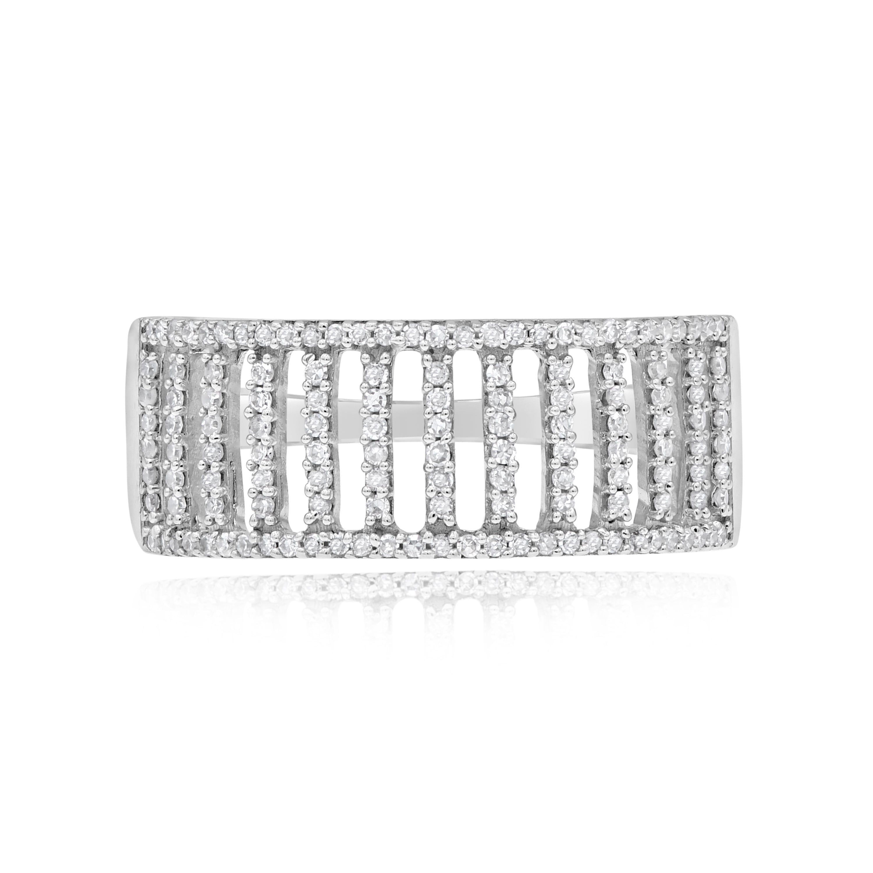 0.32 ct. Diamond 14K White Gold Link Cut-Out Ring
