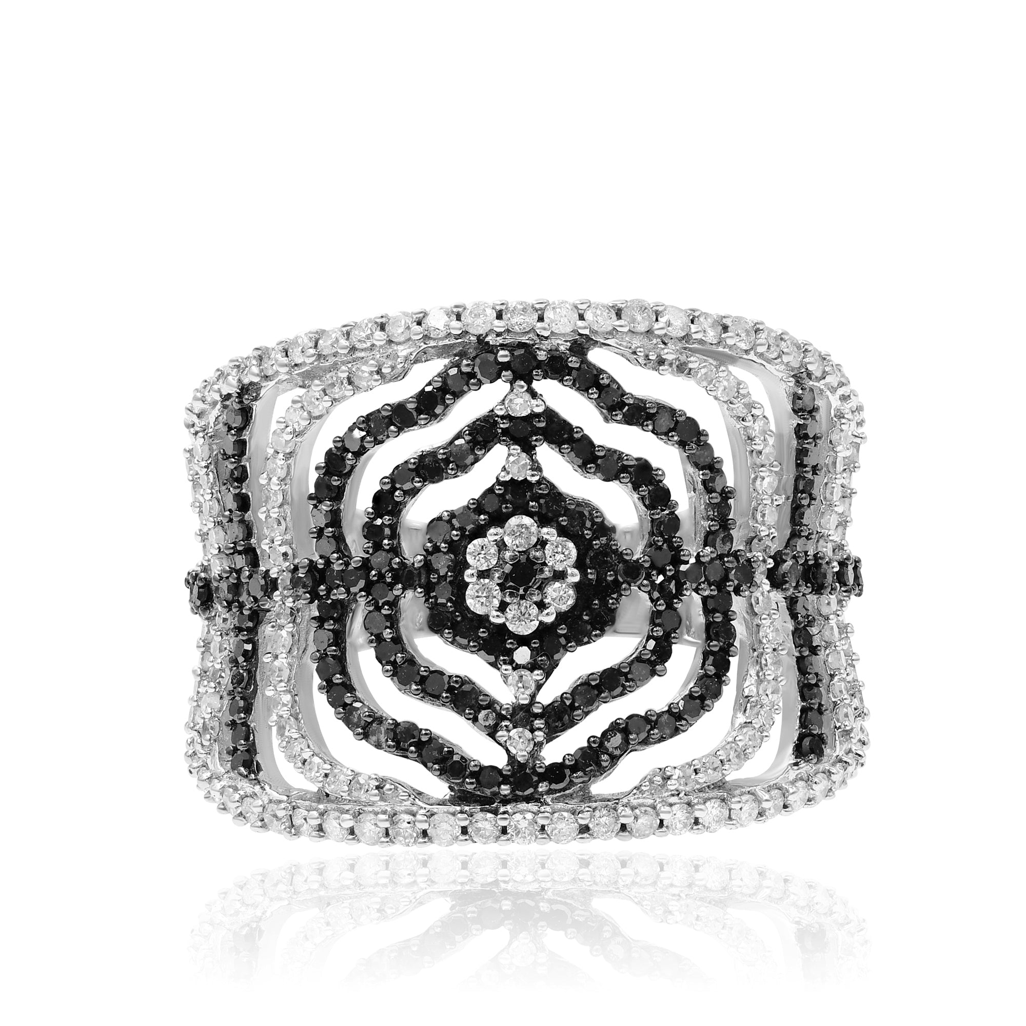 1.36 ct. Black & White Diamond 14K White Gold Ring